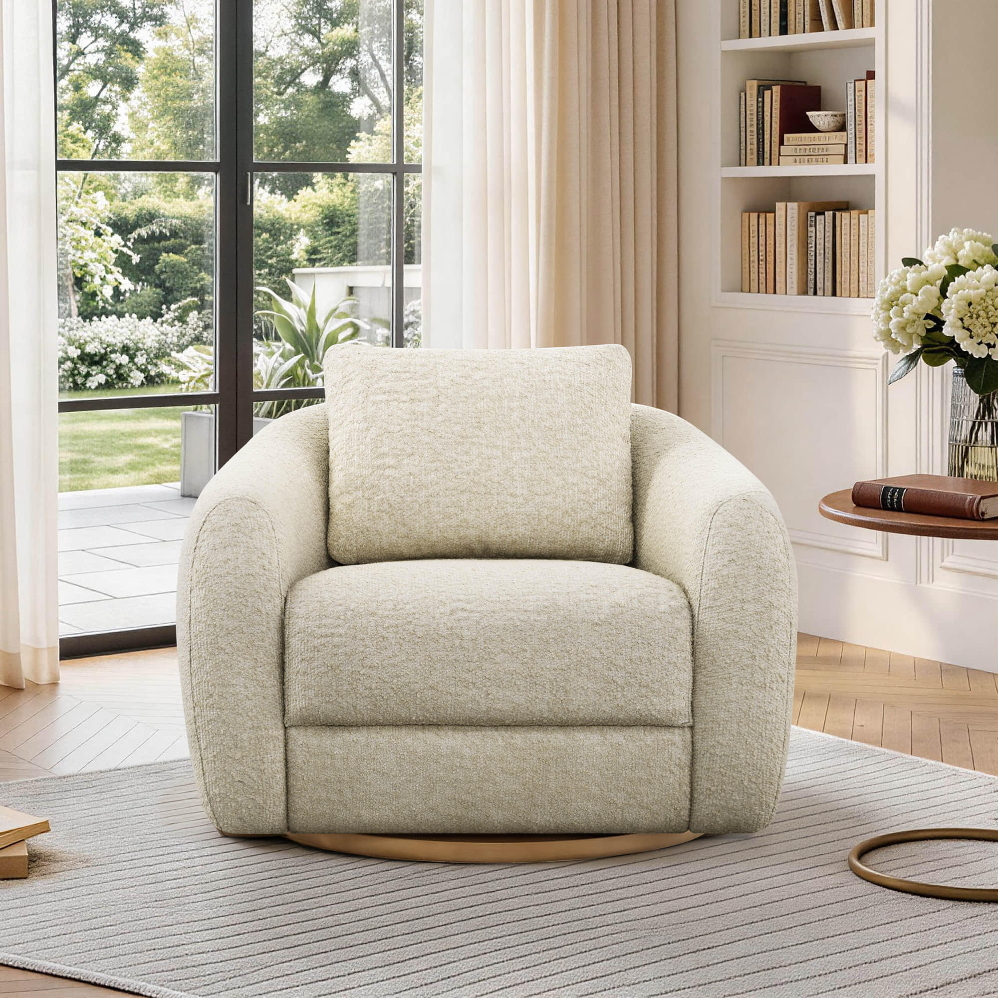 Mateo Modern Genuine Leather Swivel Accent Chair - Image 18