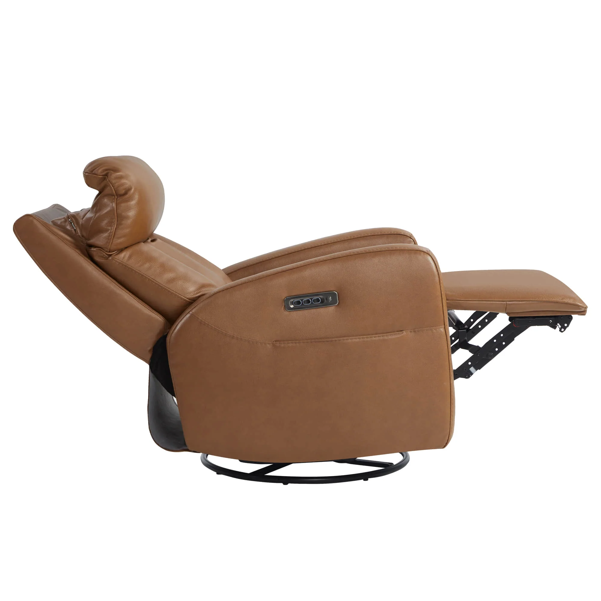 Maxwell Genuine Leather Swivel Glider Recliner with Power Lumbar & Headrest - Image 34