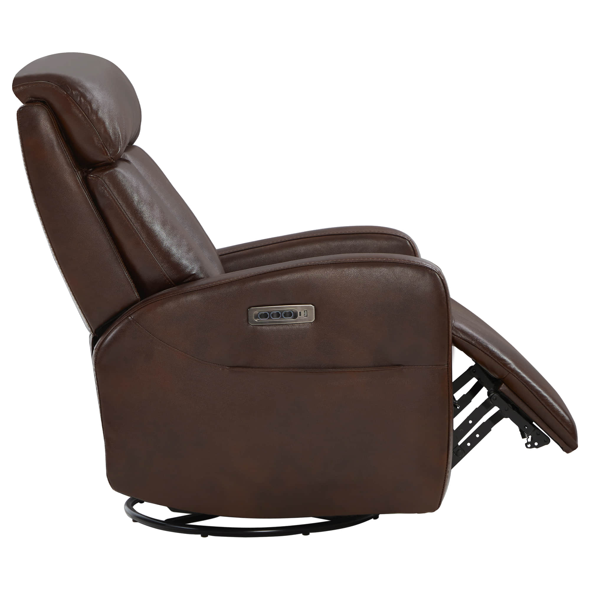 Maxwell Genuine Leather Swivel Glider Recliner with Power Lumbar & Headrest - Image 6