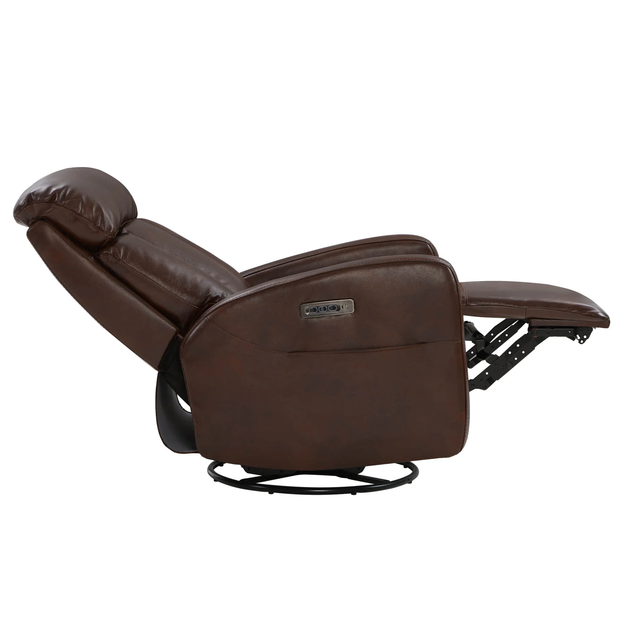 Maxwell Genuine Leather Swivel Glider Recliner with Power Lumbar & Headrest - Image 7