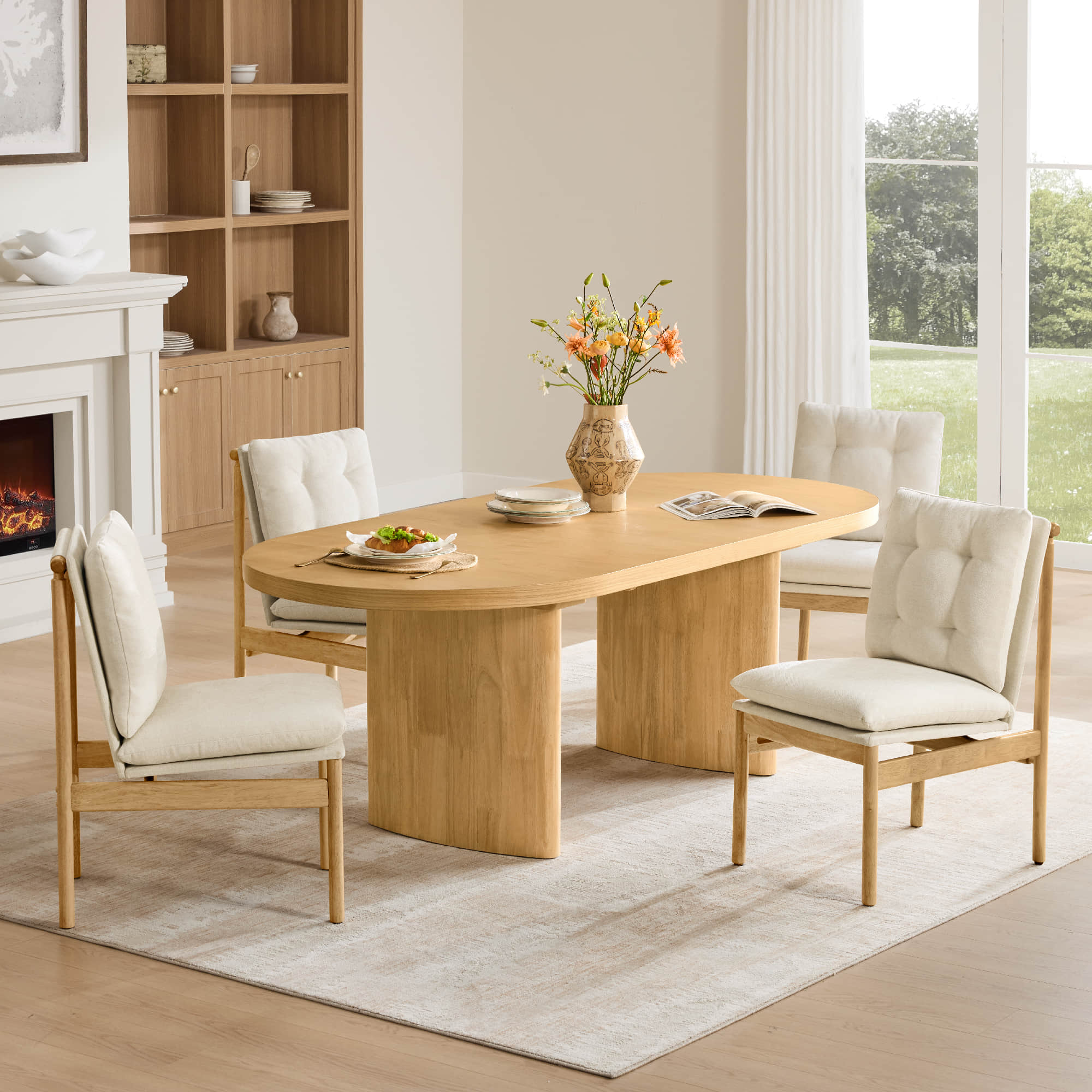 Merlin - 70.9"-86.6" Extendable Wood Dining Table Set for 4-6 - Image 4