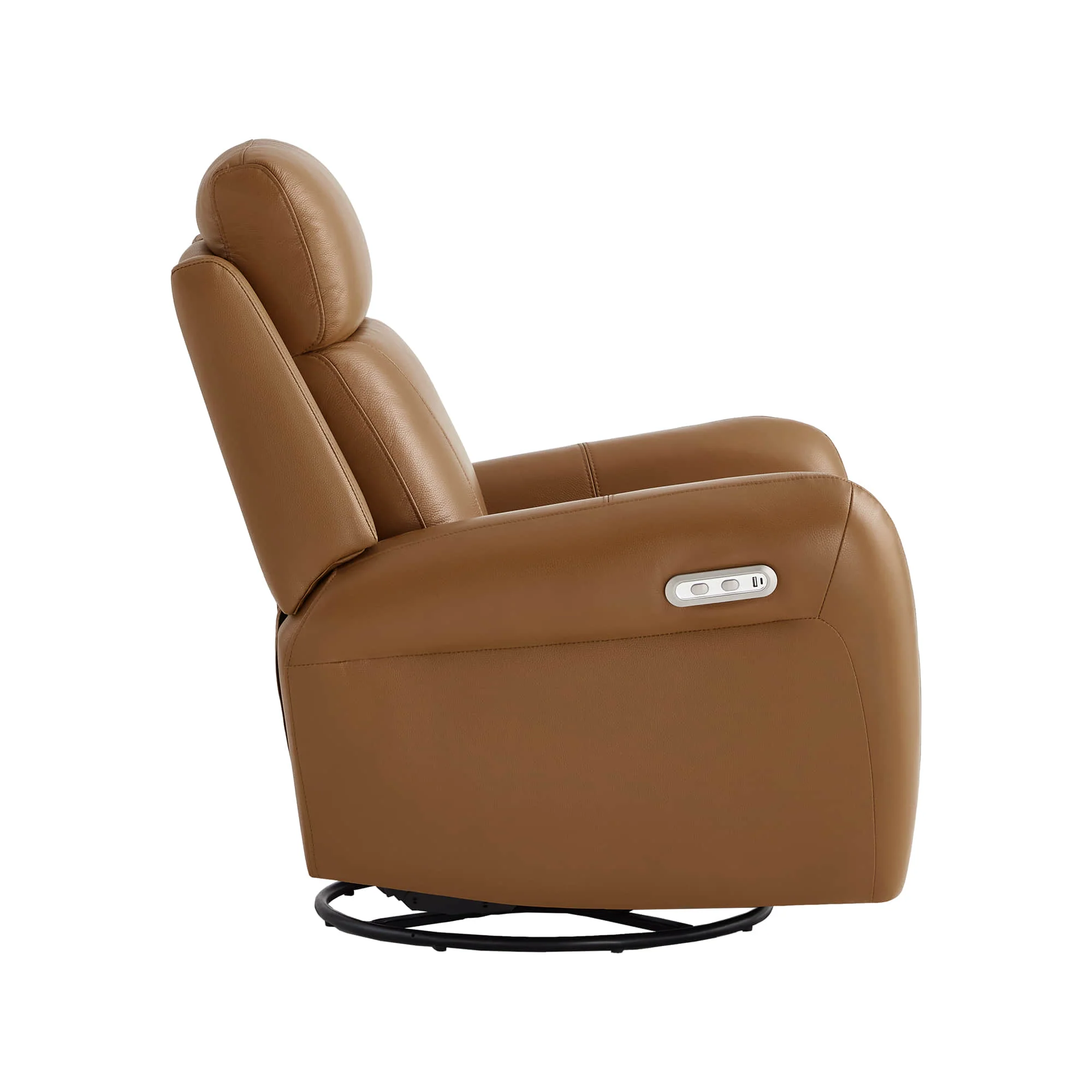 Myles Genuine Leather Swivel Glider Power Recliner - Image 14
