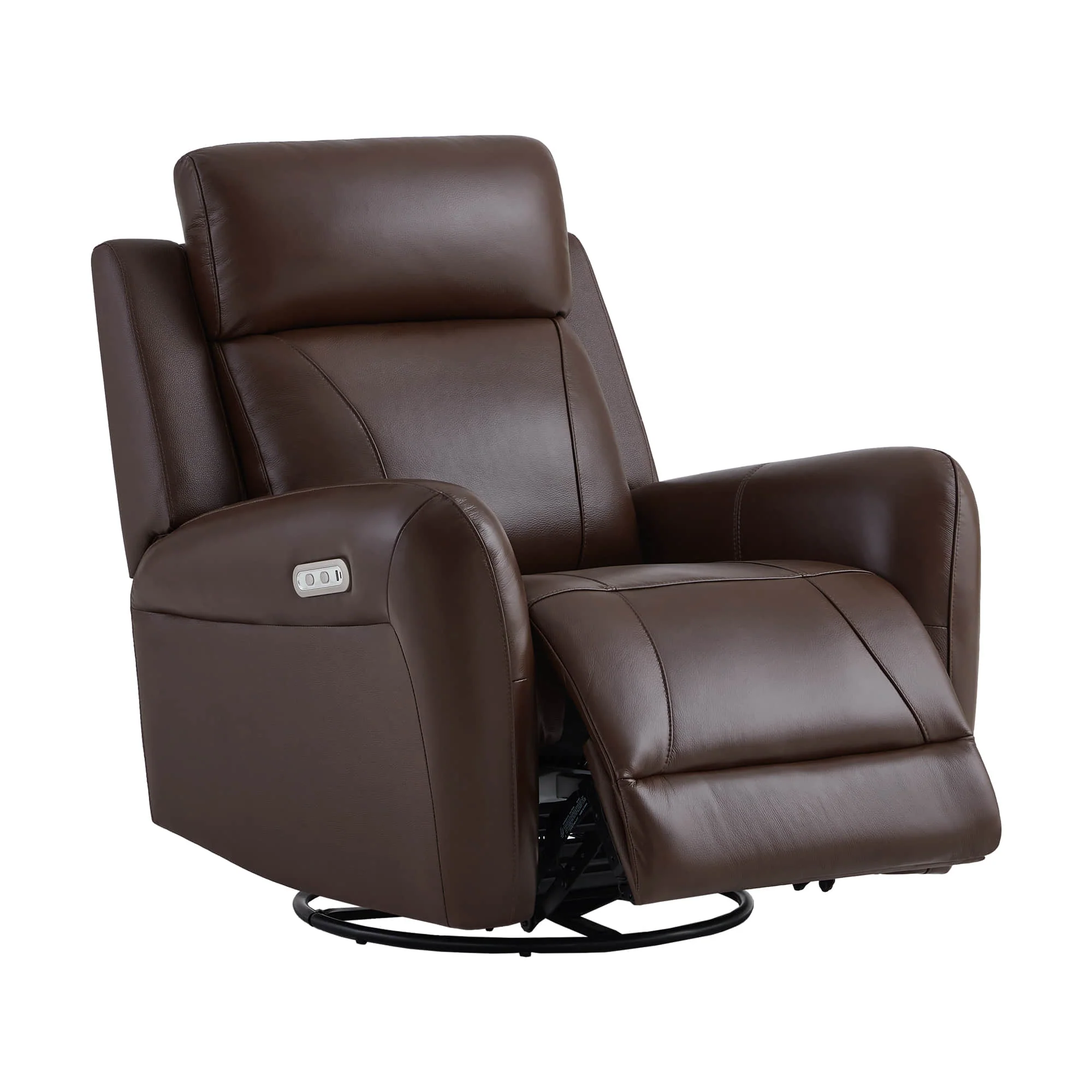 Myles Genuine Leather Swivel Glider Power Recliner - Image 15