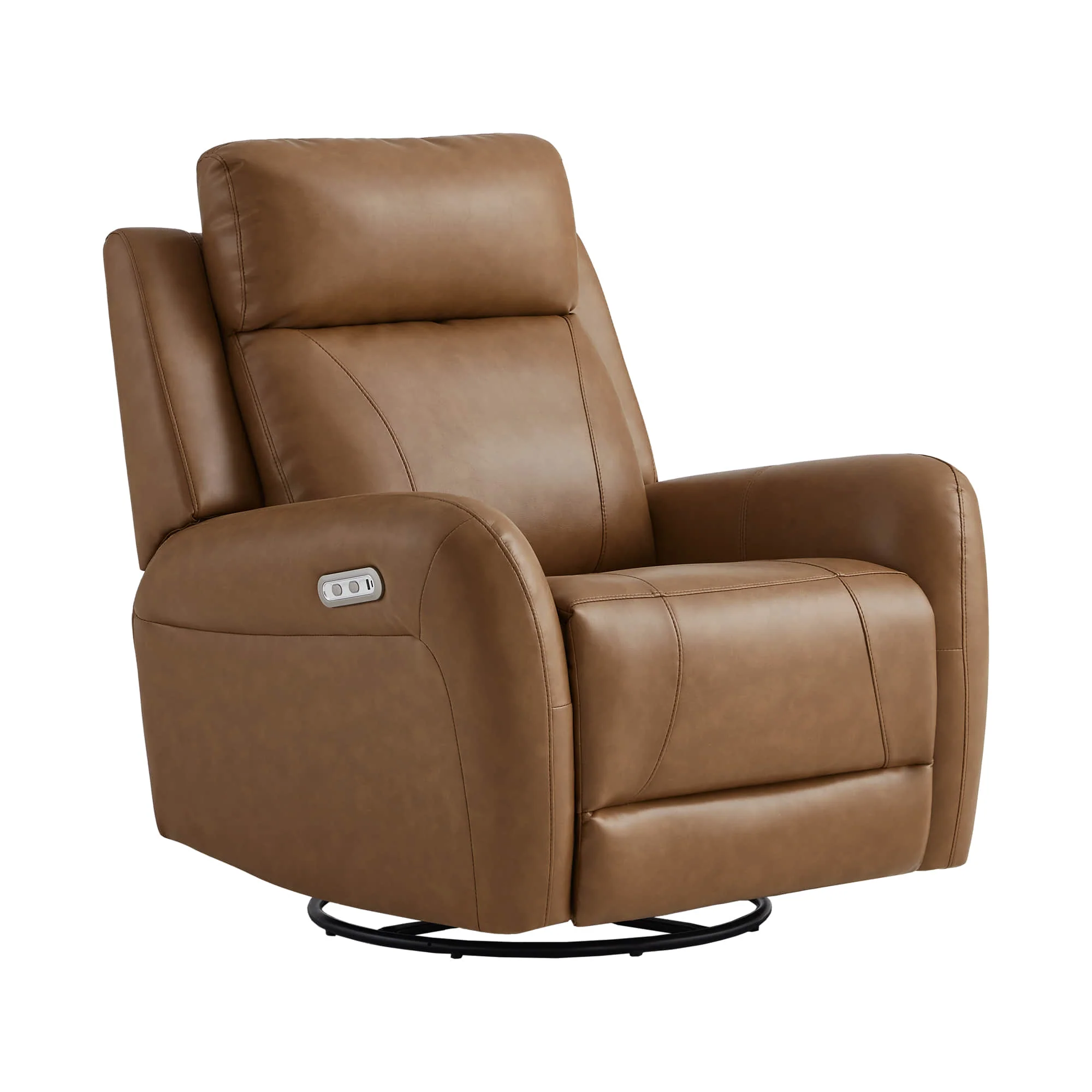 Myles Genuine Leather Swivel Glider Power Recliner - Image 26