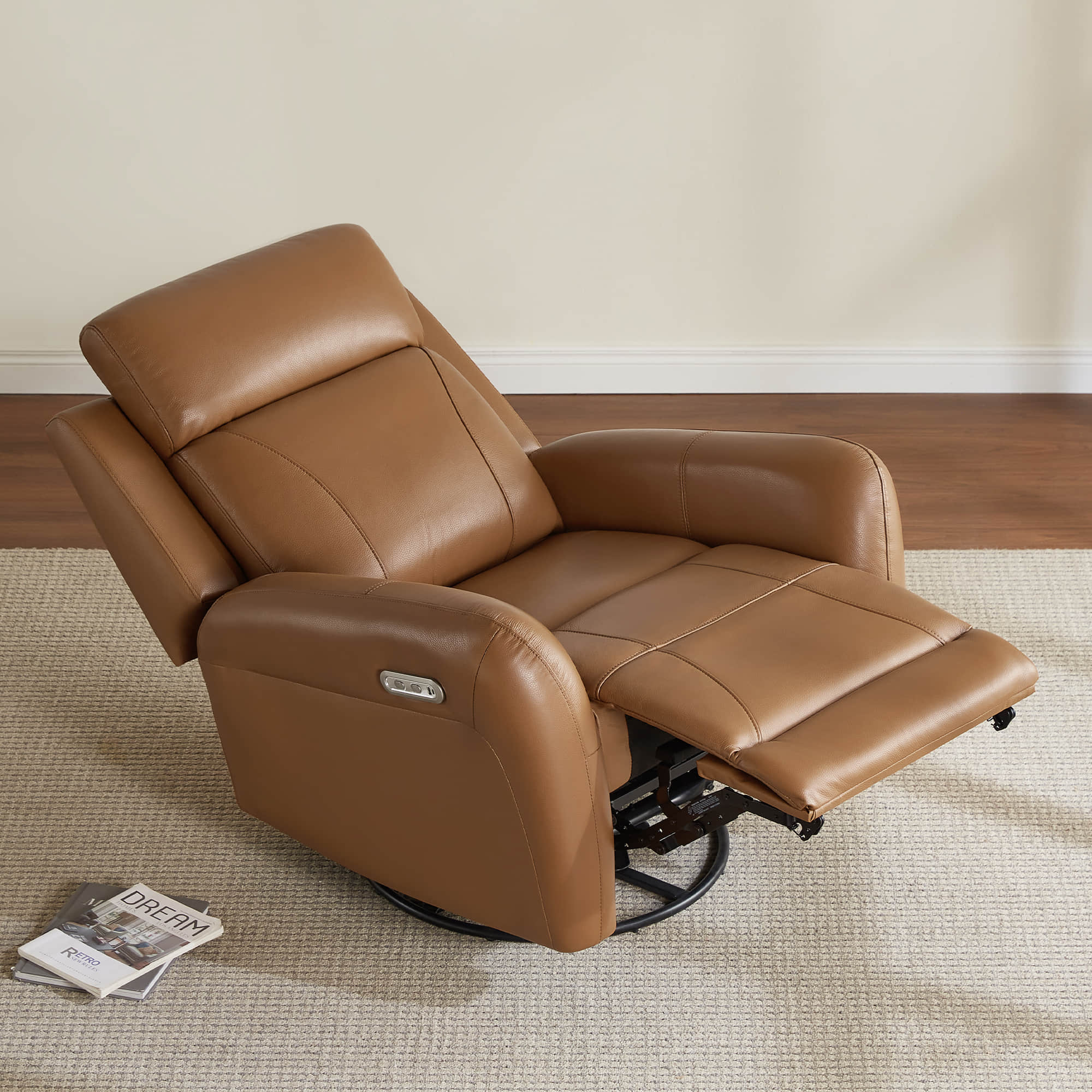 Myles Genuine Leather Swivel Glider Power Recliner - Image 31