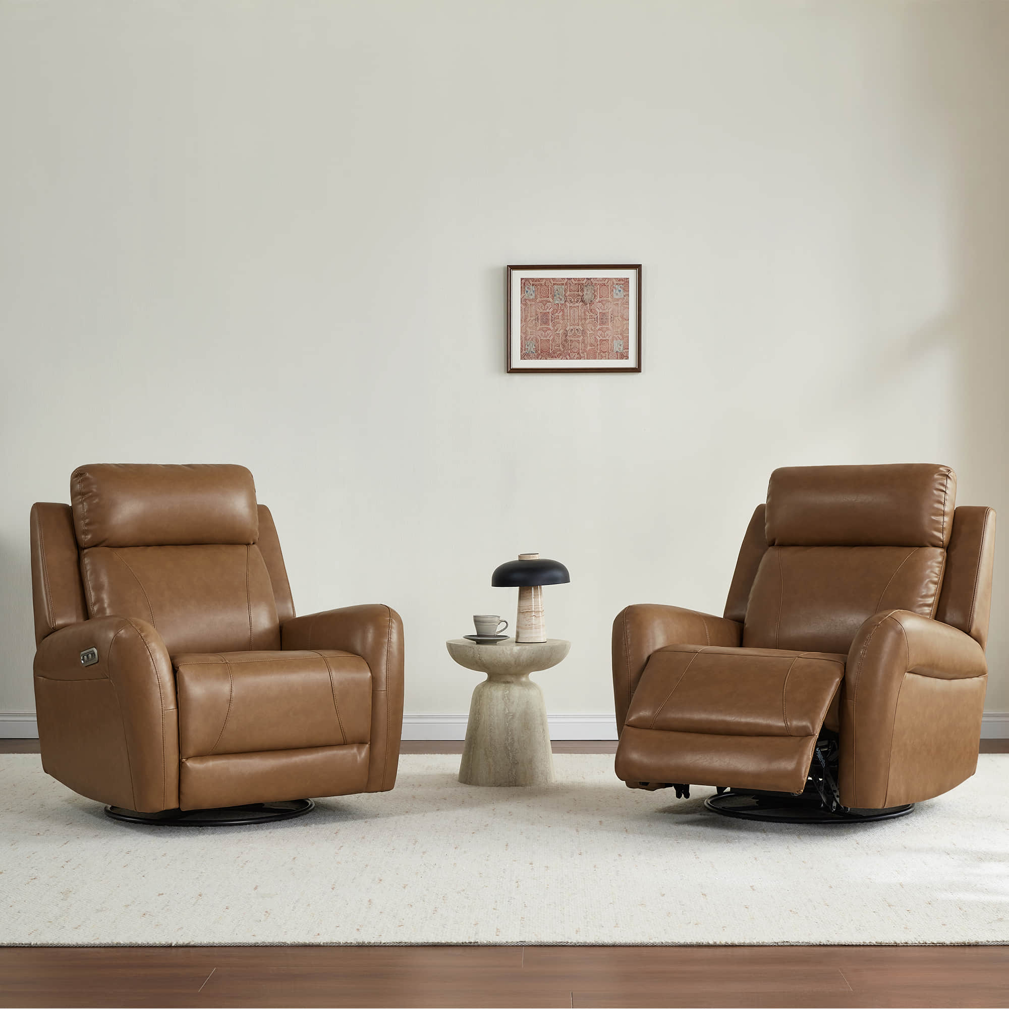 Myles Genuine Leather Swivel Glider Power Recliner - Image 43