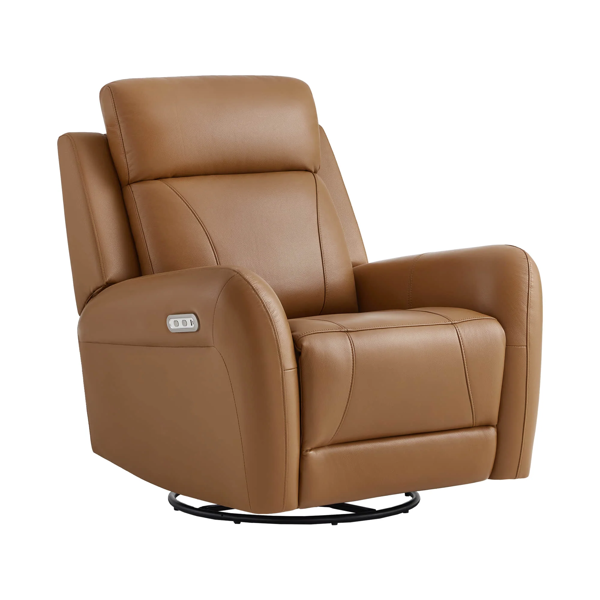 Myles Genuine Leather Swivel Glider Power Recliner - Image 5