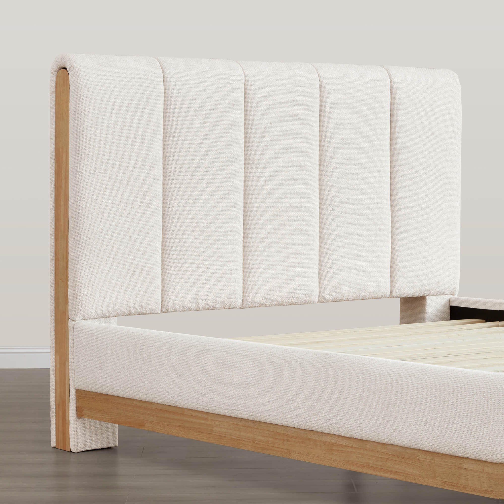 Myron Modern Channel Plush Upholstered Platform Bed - Image 7