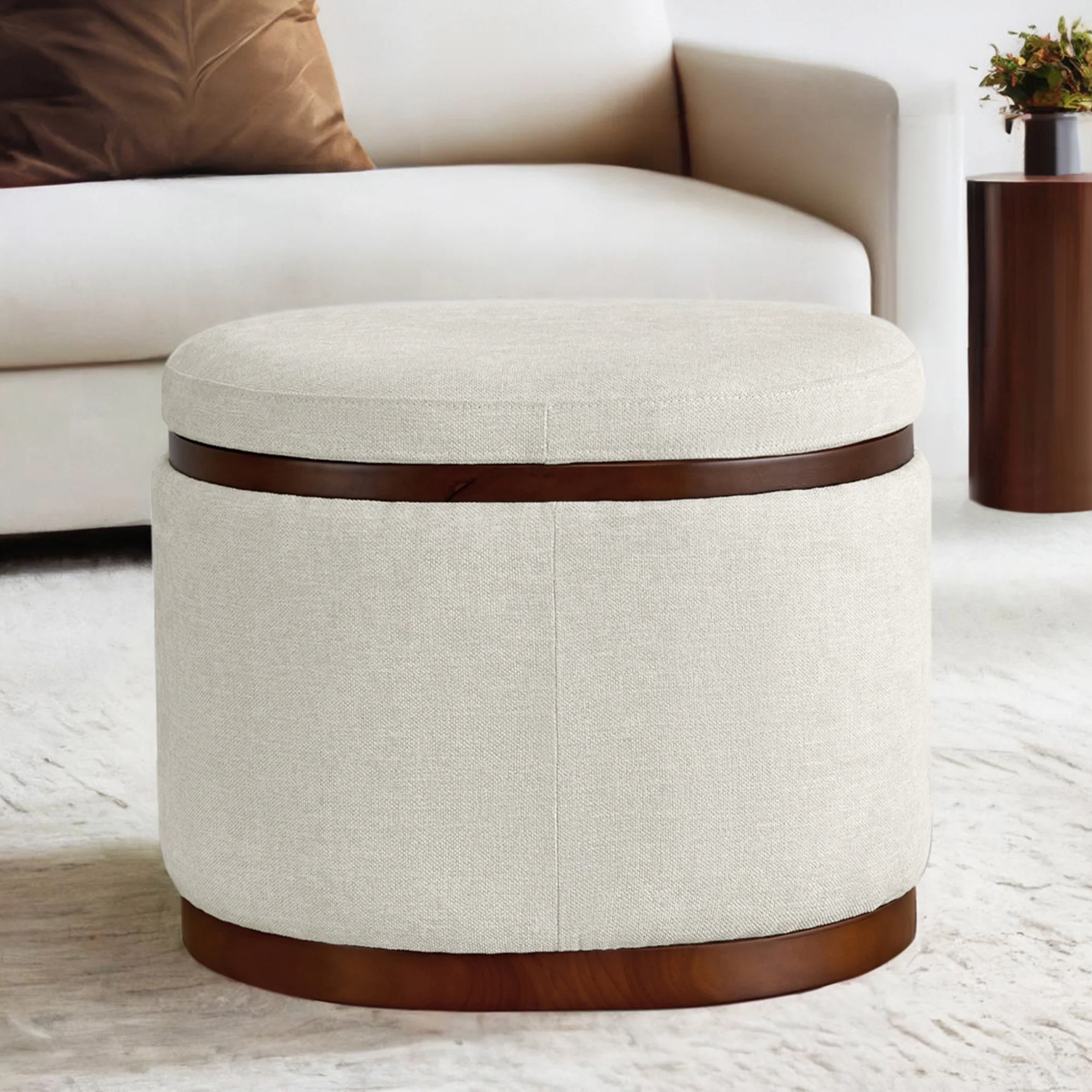 Nest Oval storage ottoman Storage Mid Century Ottoman - Image 3