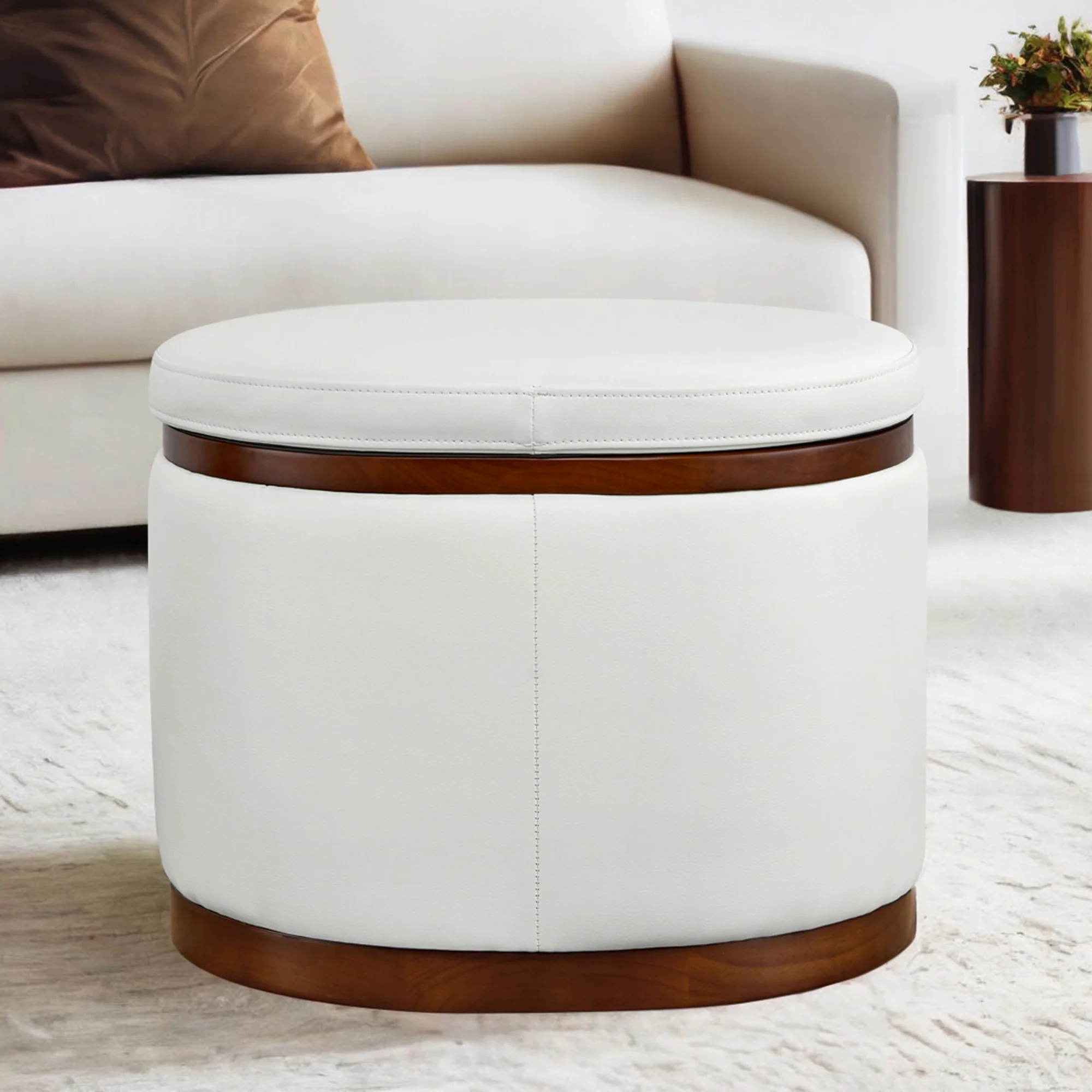 Nest Oval storage ottoman Storage Mid Century Ottoman - Image 4