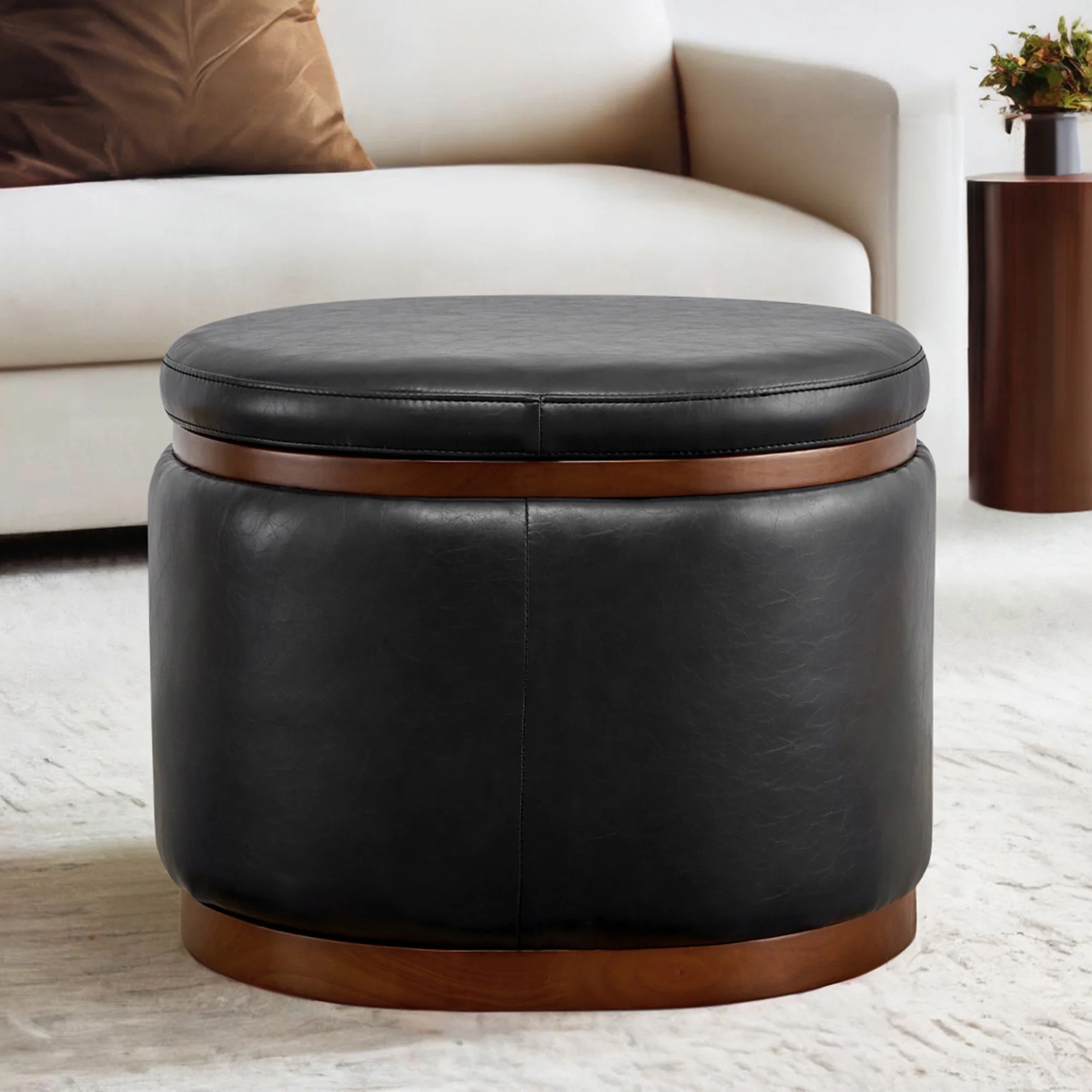 Nest Oval storage ottoman Storage Mid Century Ottoman - Image 6