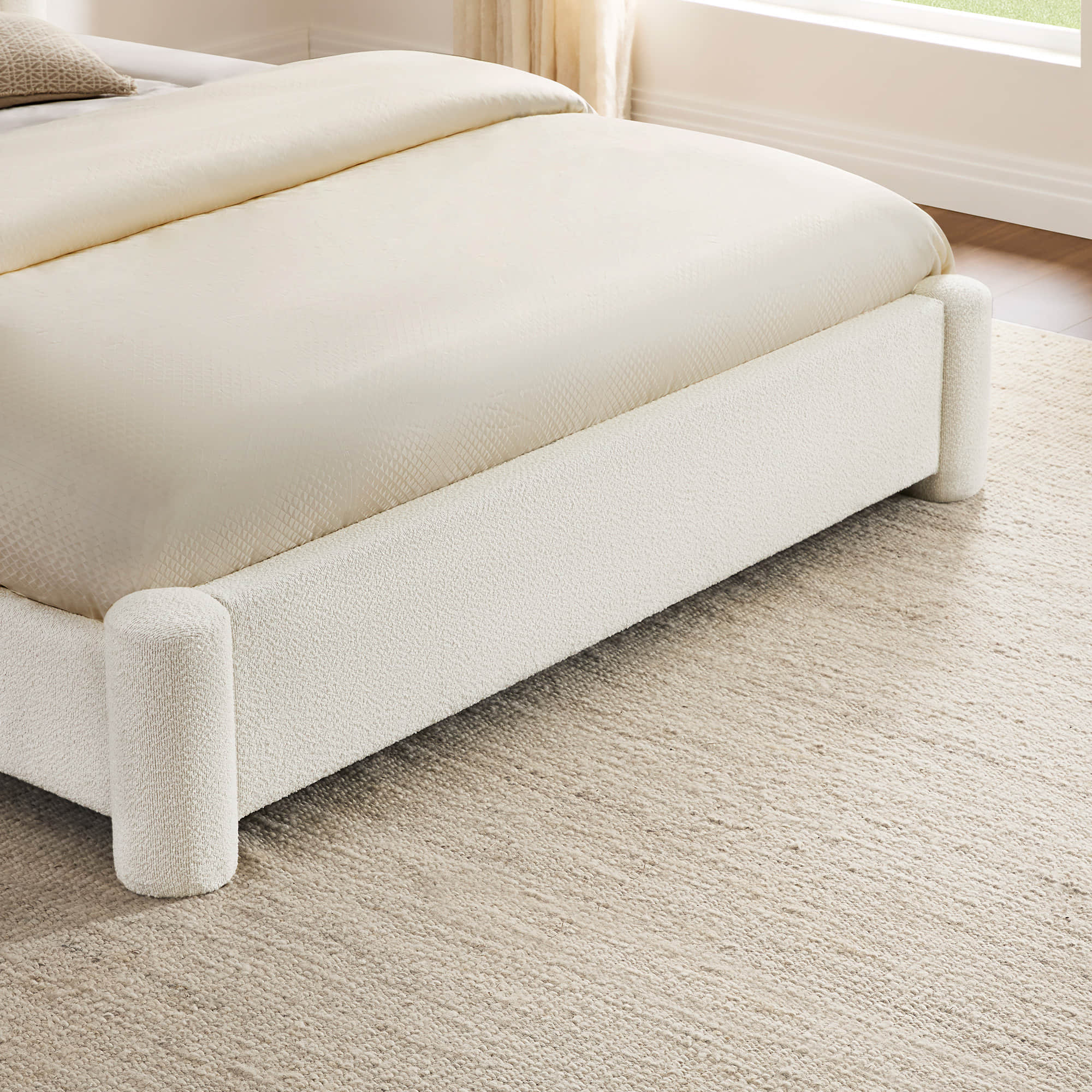 Neta Modern Boucle Upholstered Platform Bed, Full & Queen Sizes - Image 4