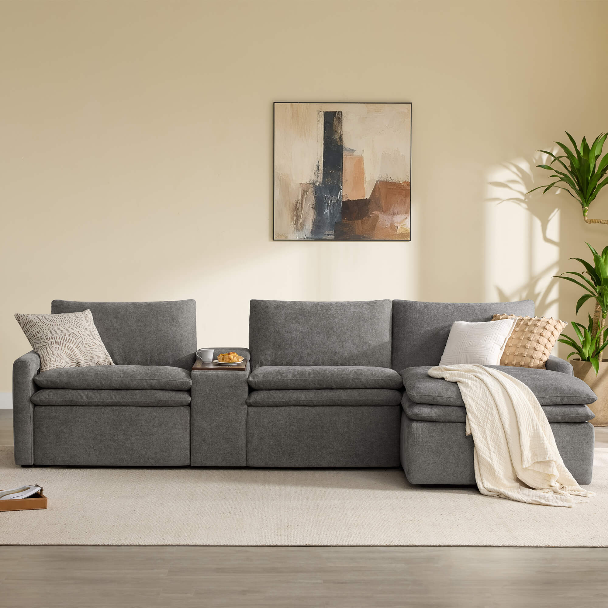 Ohana Zero Gravity Modular Lay-Flat Reclining Sofa with Chaise - Image 3