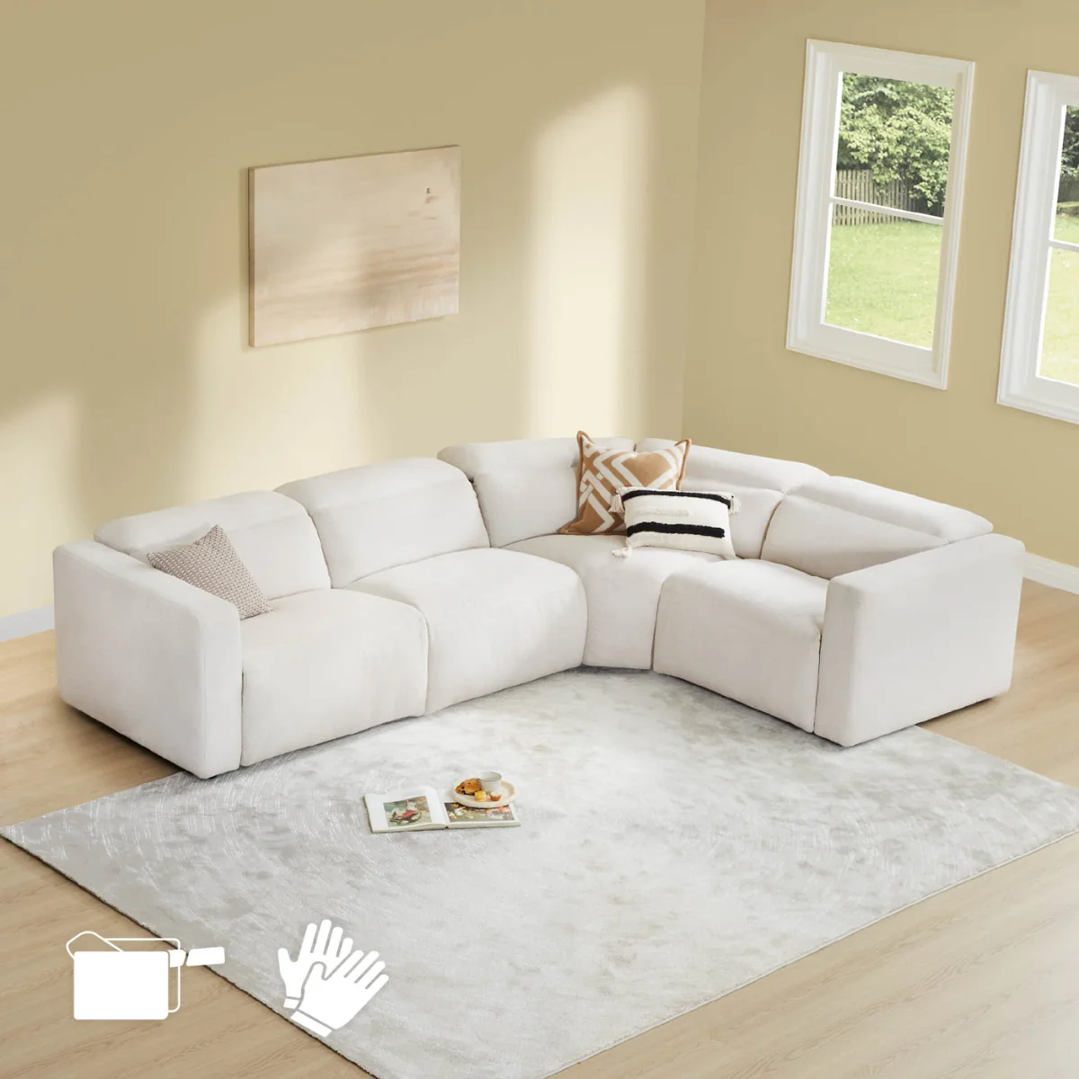Oliver 4-Seat Wall-hugger Reclining Sectional Sofa with Power Headrest - Image 6