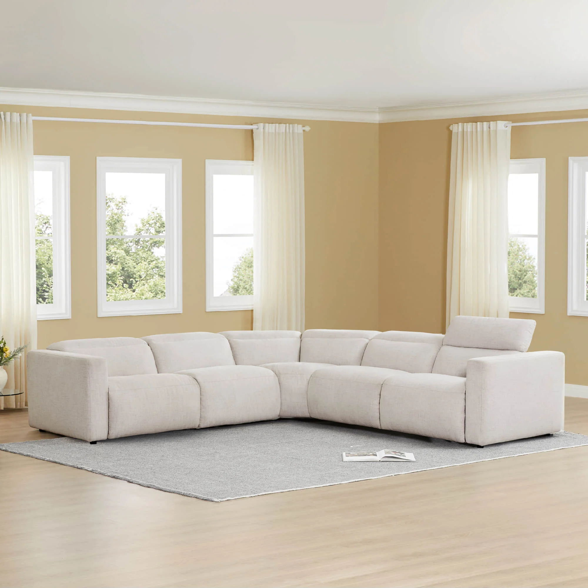 Oliver 5-Seat Wall-hugger Reclining Sectional Sofa with Power Headrest - Image 14