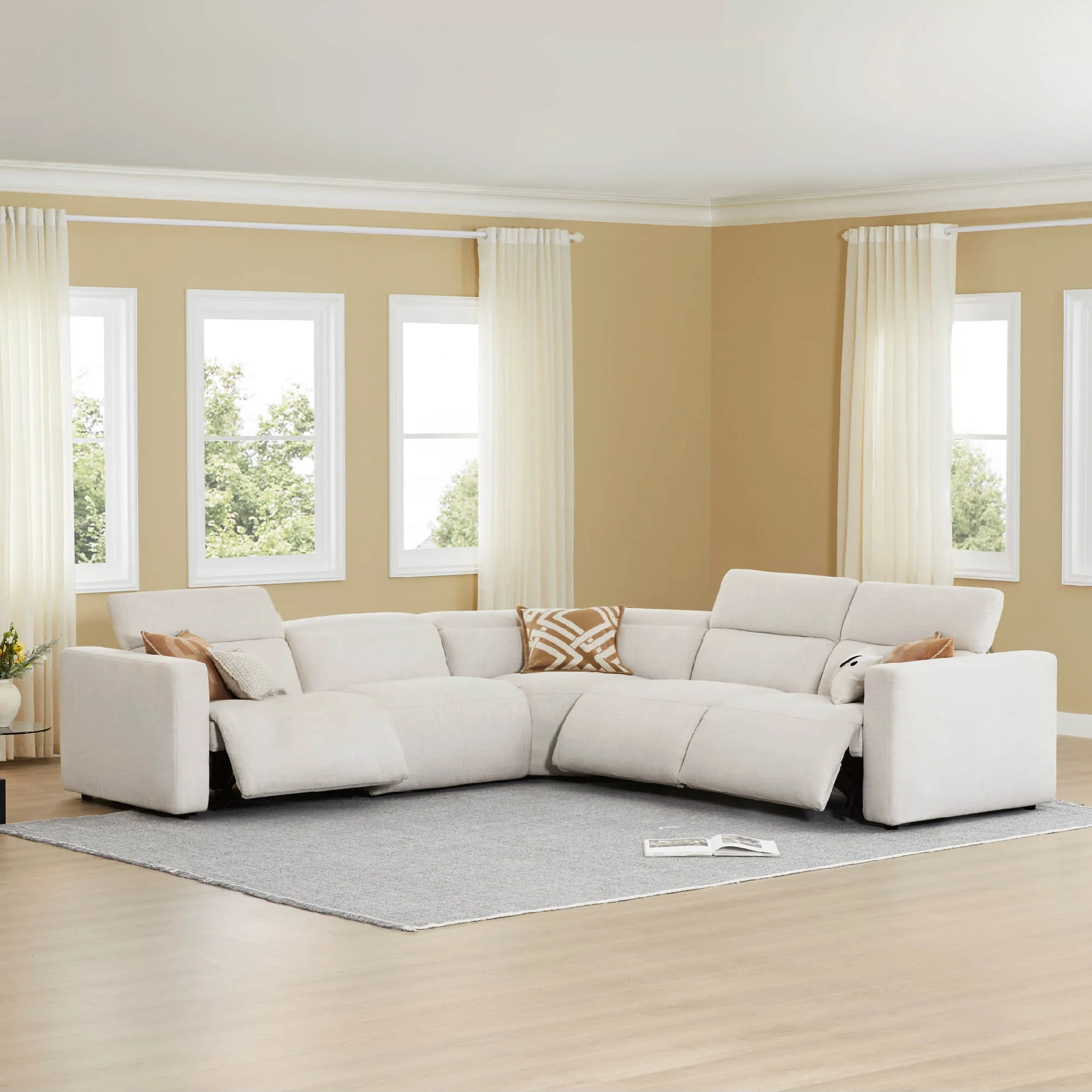 Oliver 5-Seat Wall-hugger Reclining Sectional Sofa with Power Headrest - Image 17