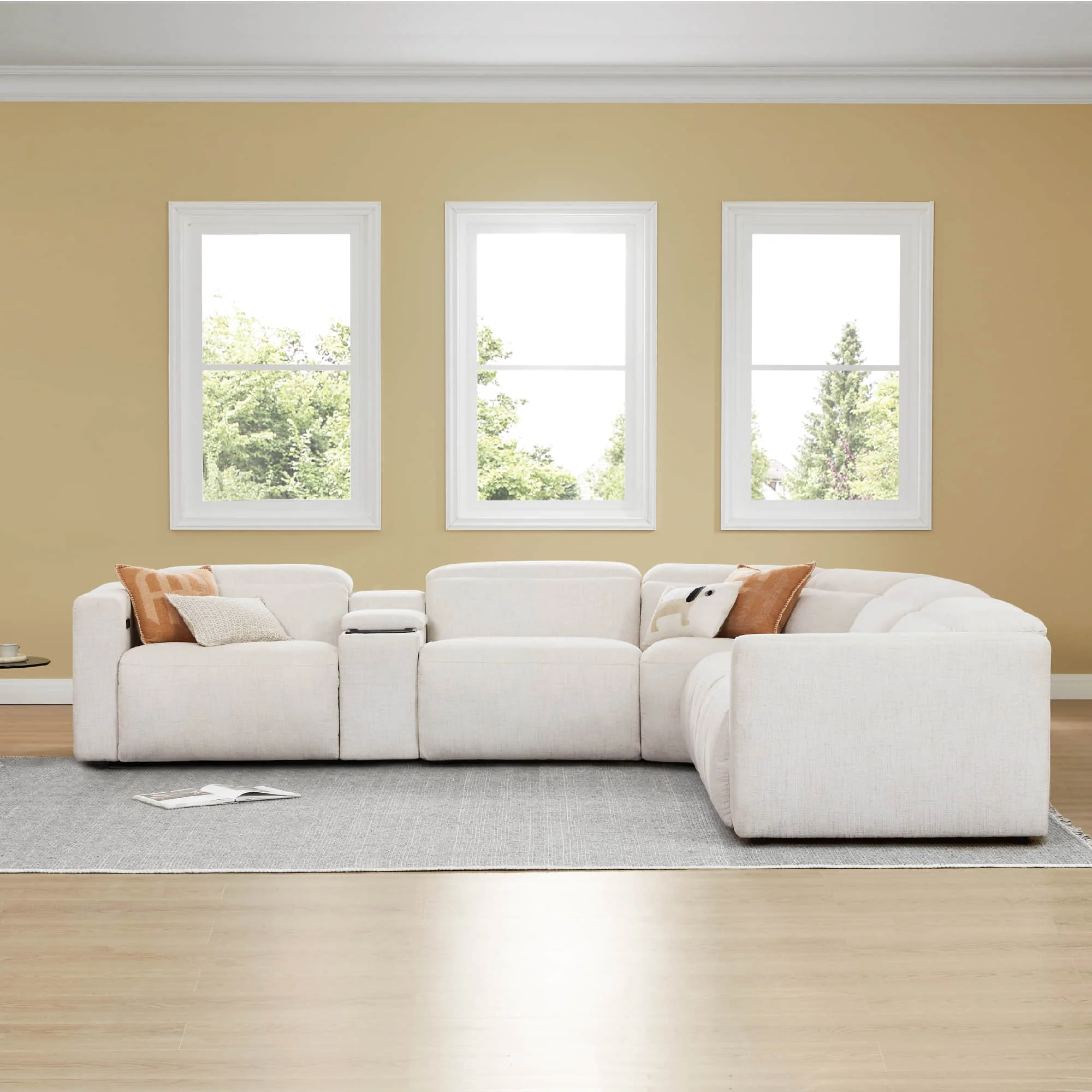 Oliver 5-Seat Wall-hugger Reclining Sectional Sofa with Power Headrest - Image 29