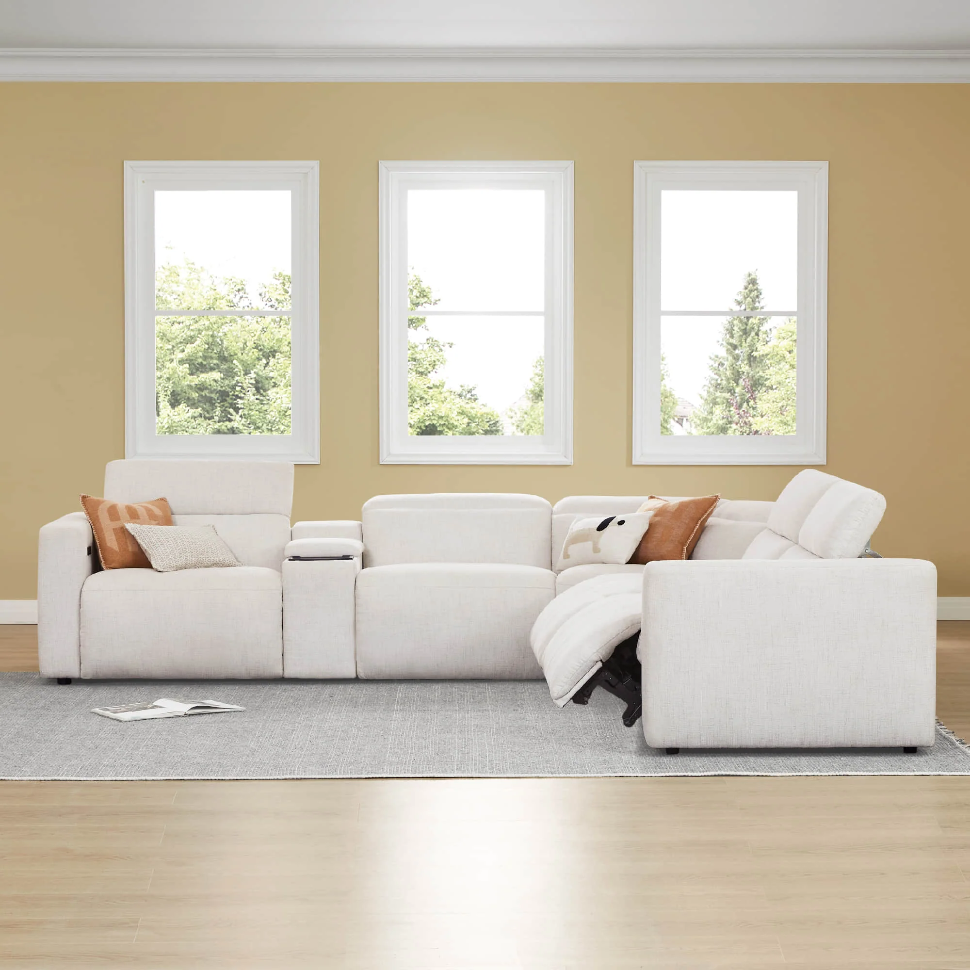 Oliver 5-Seat Wall-hugger Reclining Sectional Sofa with Power Headrest - Image 30
