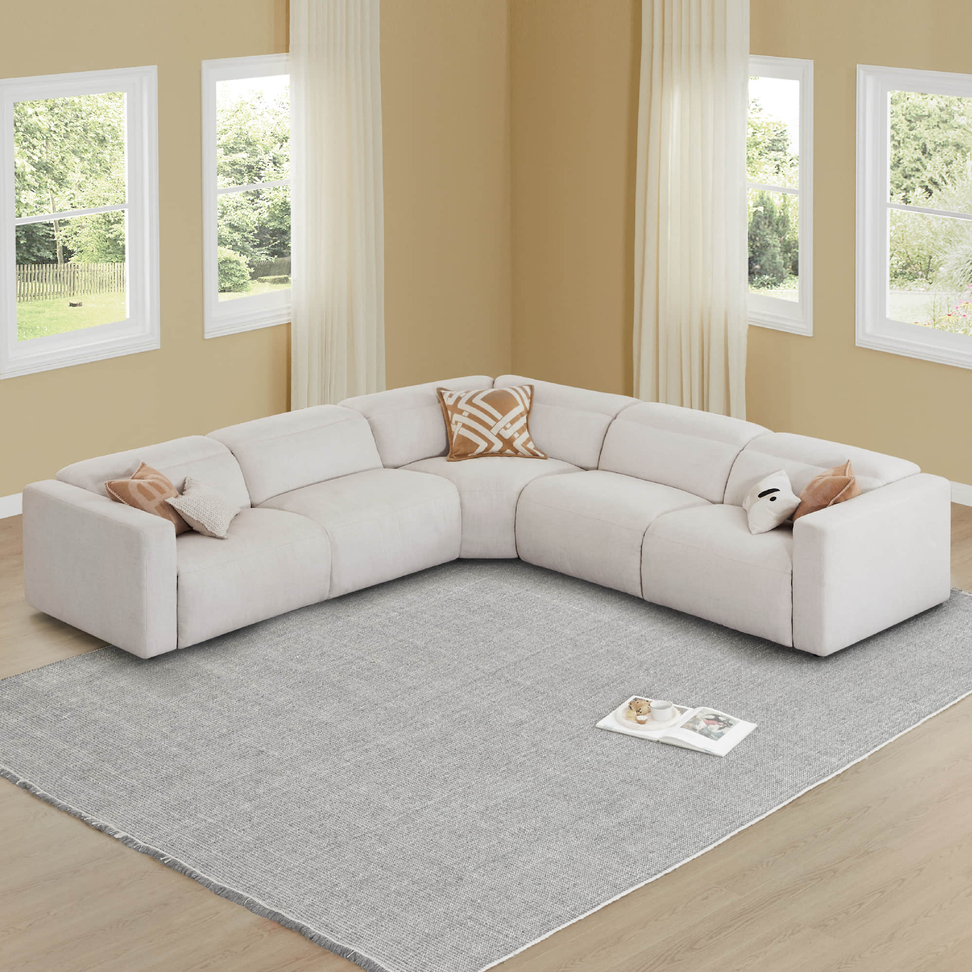 Oliver 5-Seat Wall-hugger Reclining Sectional Sofa with Power Headrest - Image 4