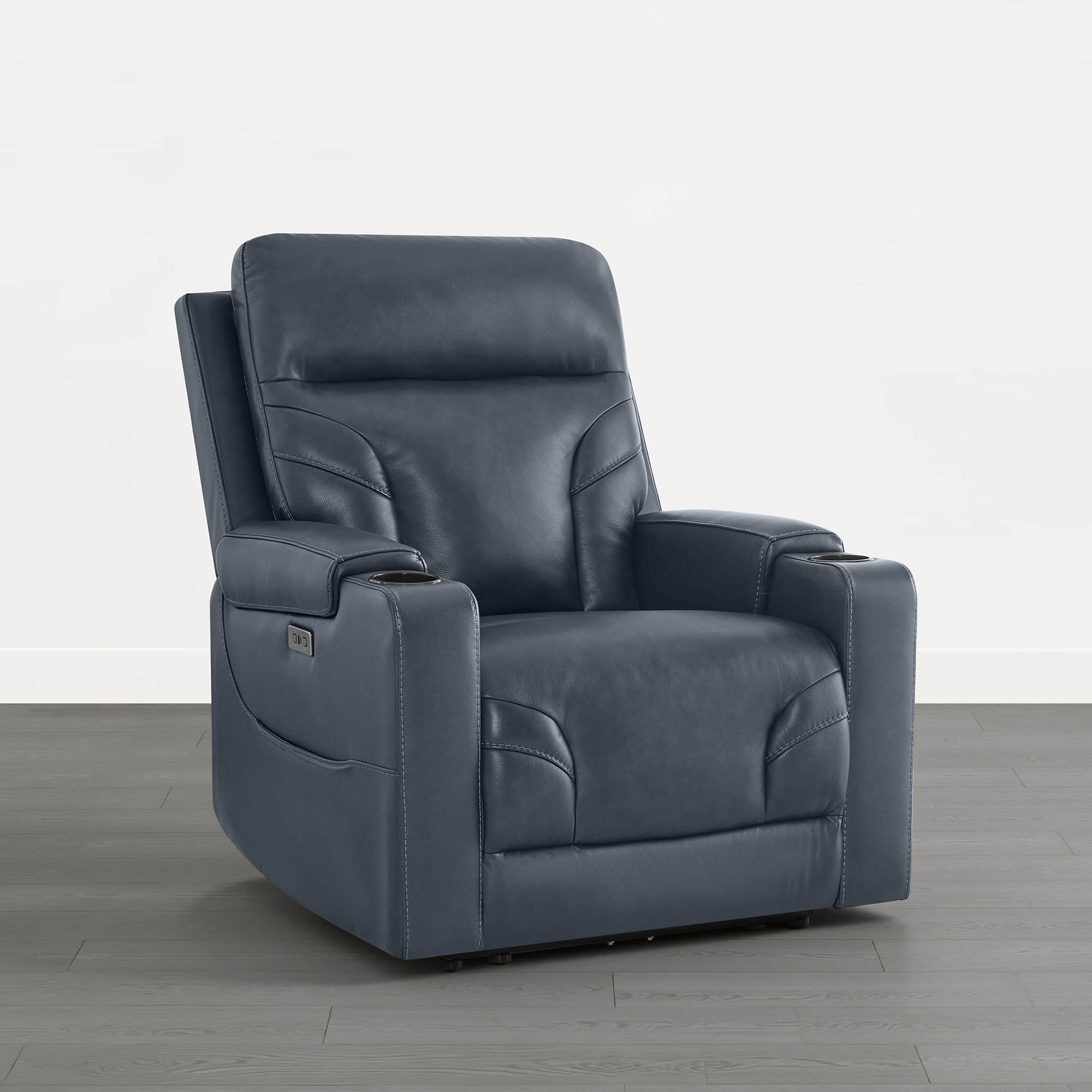 Raven Wall Hugger Genuine Leather Power Recliner with Cup Holders - Image 28