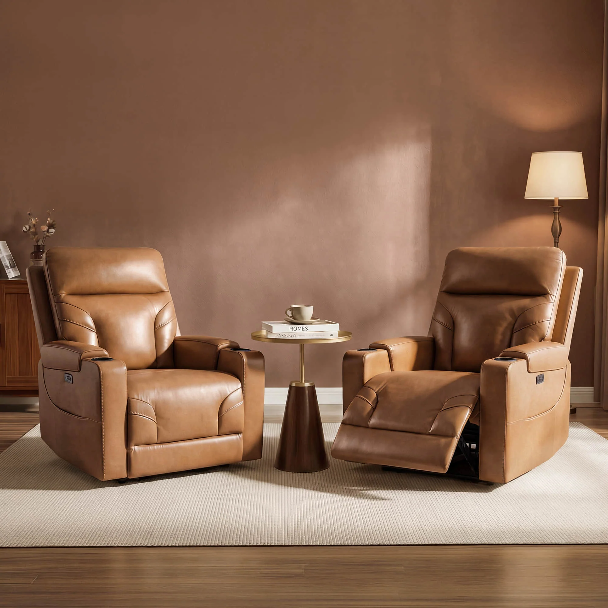 Raven Wall Hugger Genuine Leather Power Recliner with Cup Holders - Image 37