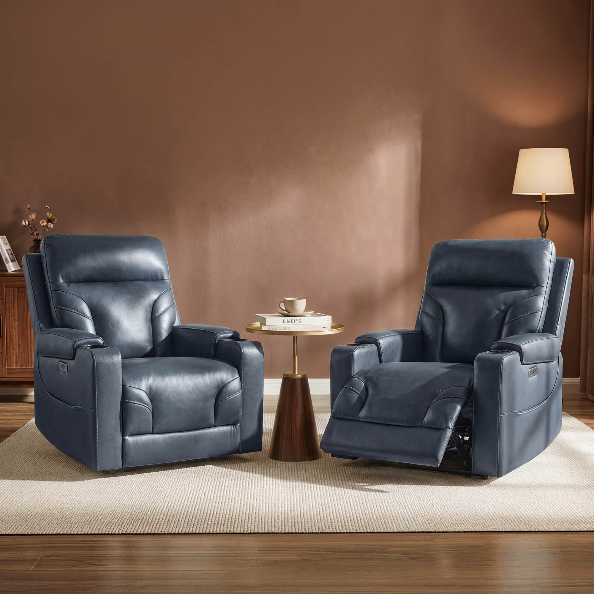 Raven Wall Hugger Genuine Leather Power Recliner with Cup Holders - Image 42