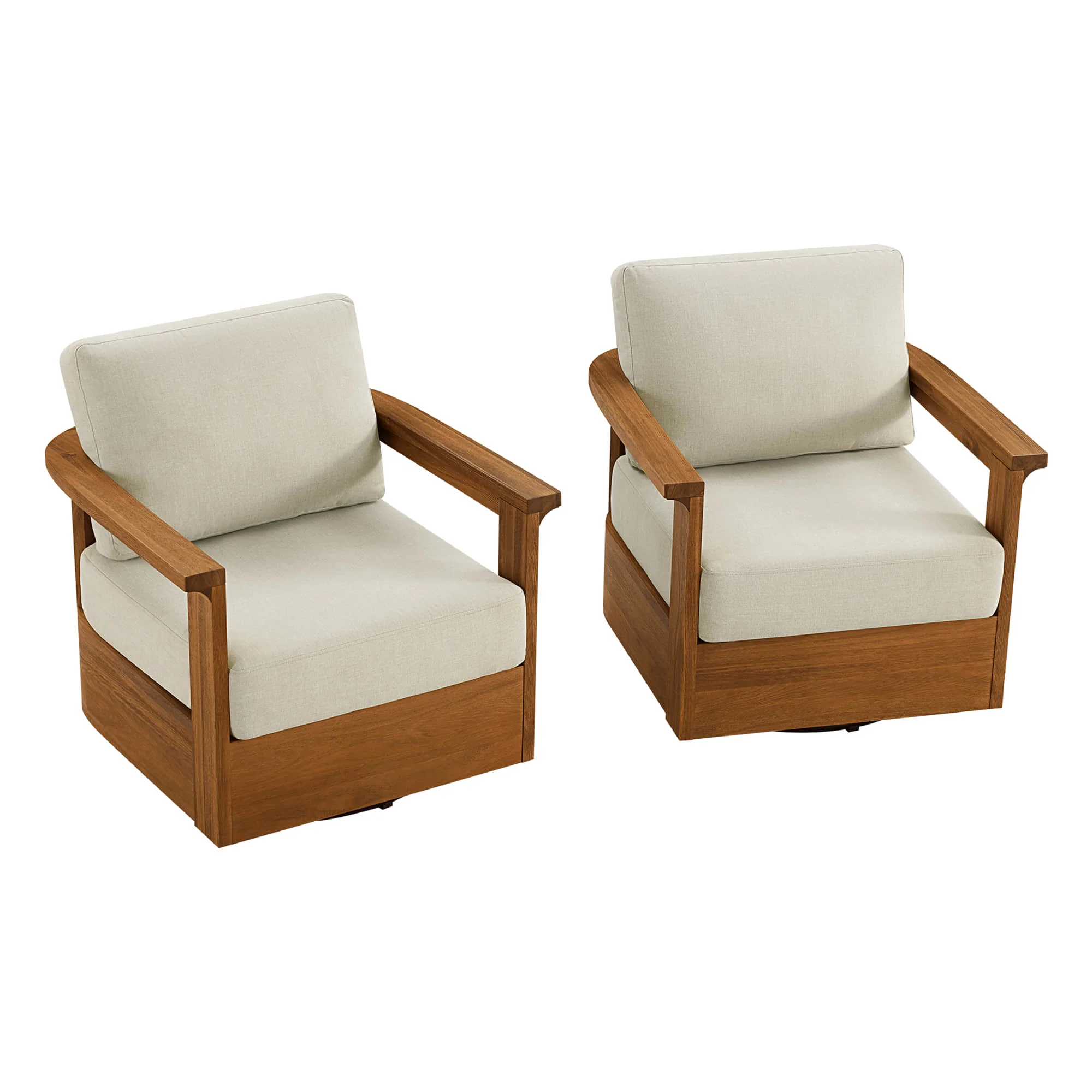Raymond Modern Outdoor Acacia Wood Swivel Bistro Set - Image 11