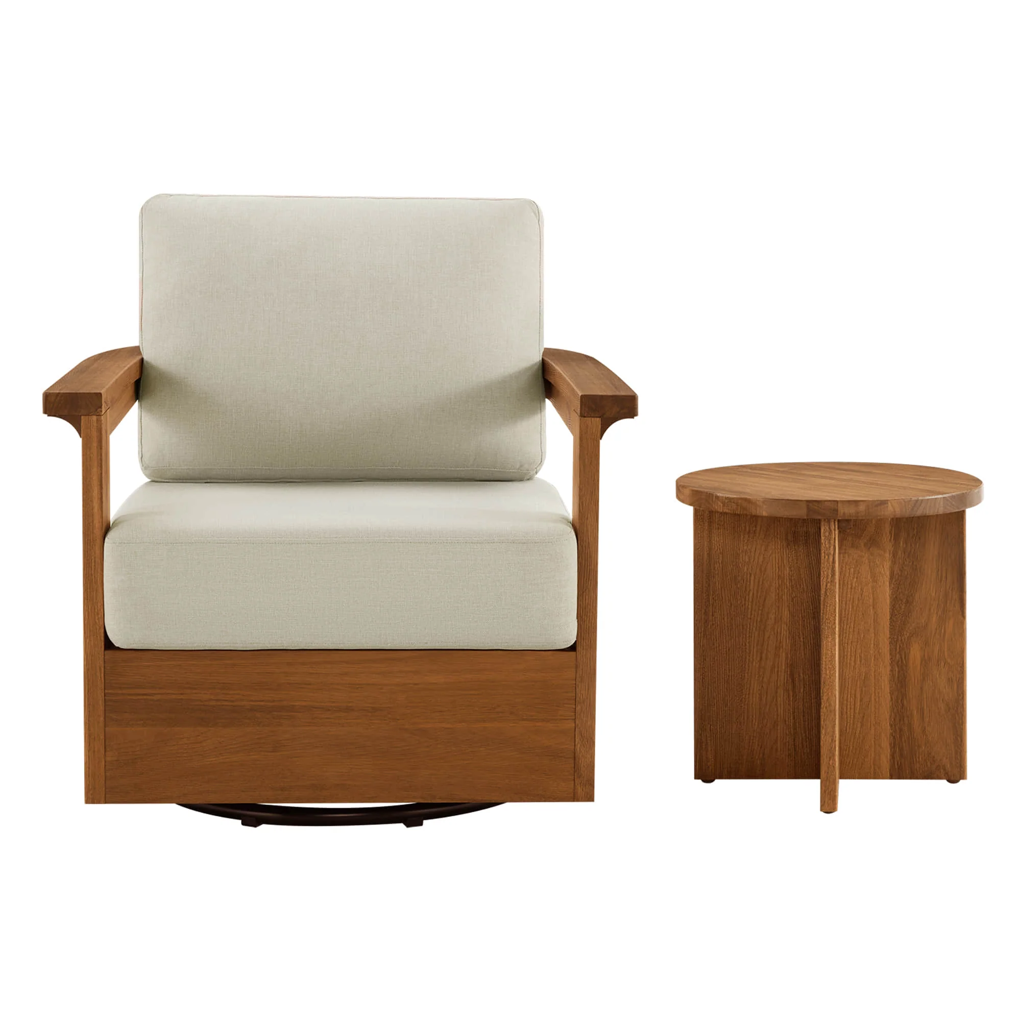 Raymond Modern Outdoor Acacia Wood Swivel Bistro Set - Image 12