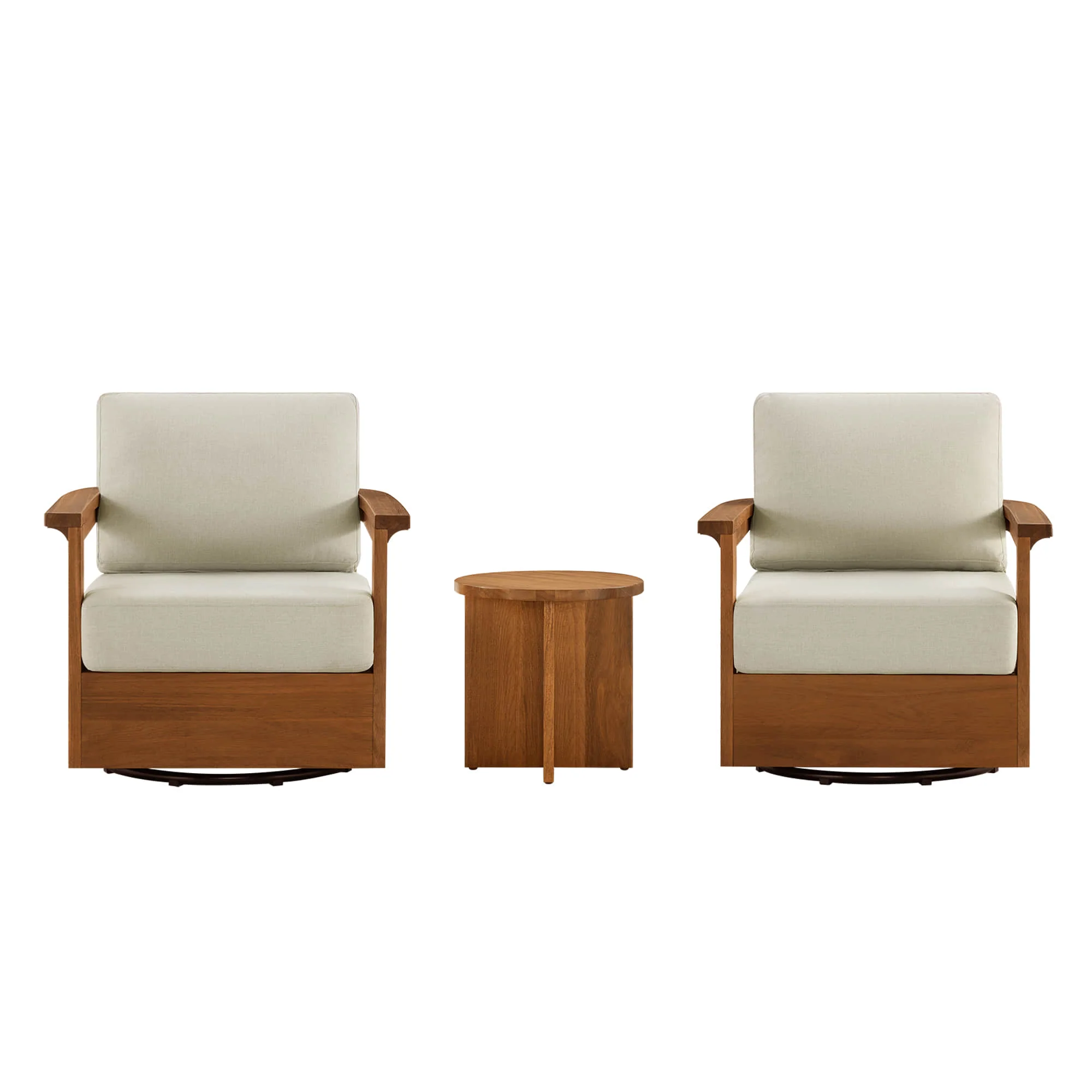 Raymond Modern Outdoor Acacia Wood Swivel Bistro Set - Image 15