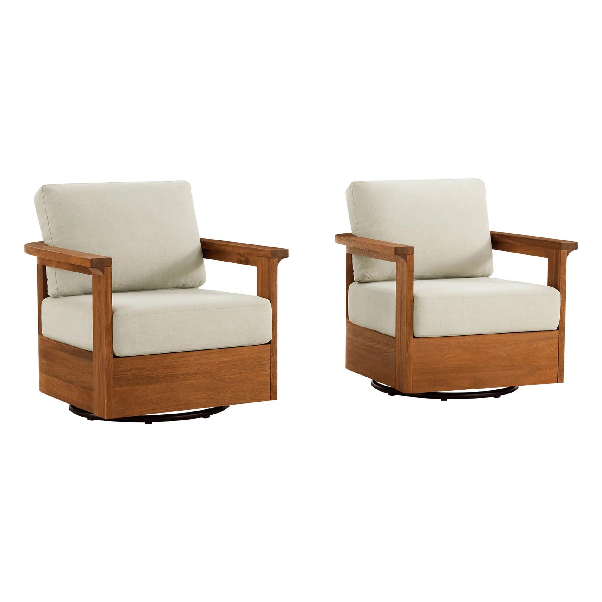 Raymond Modern Outdoor Acacia Wood Swivel Bistro Set - Image 20