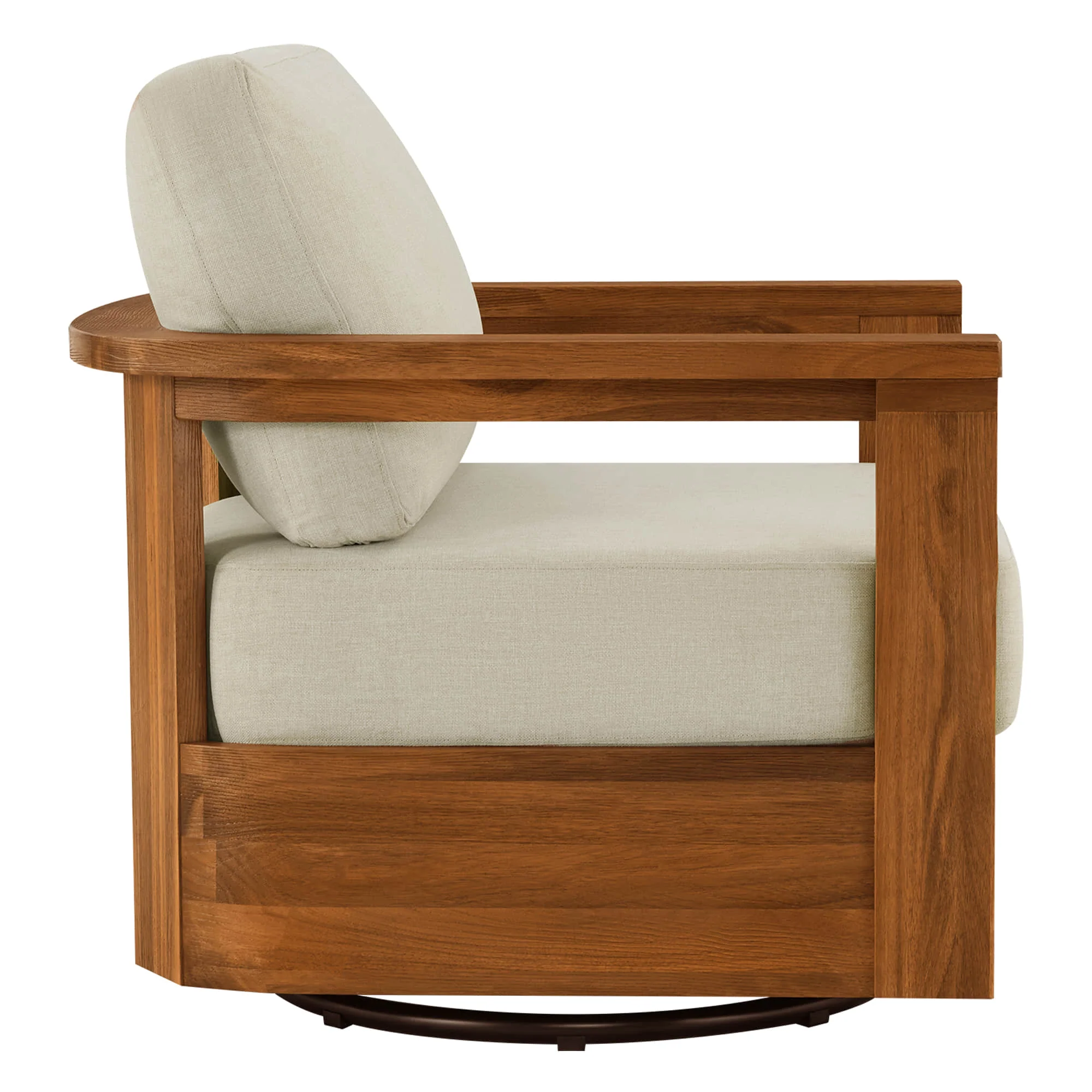 Raymond Modern Outdoor Acacia Wood Swivel Chair - Image 11