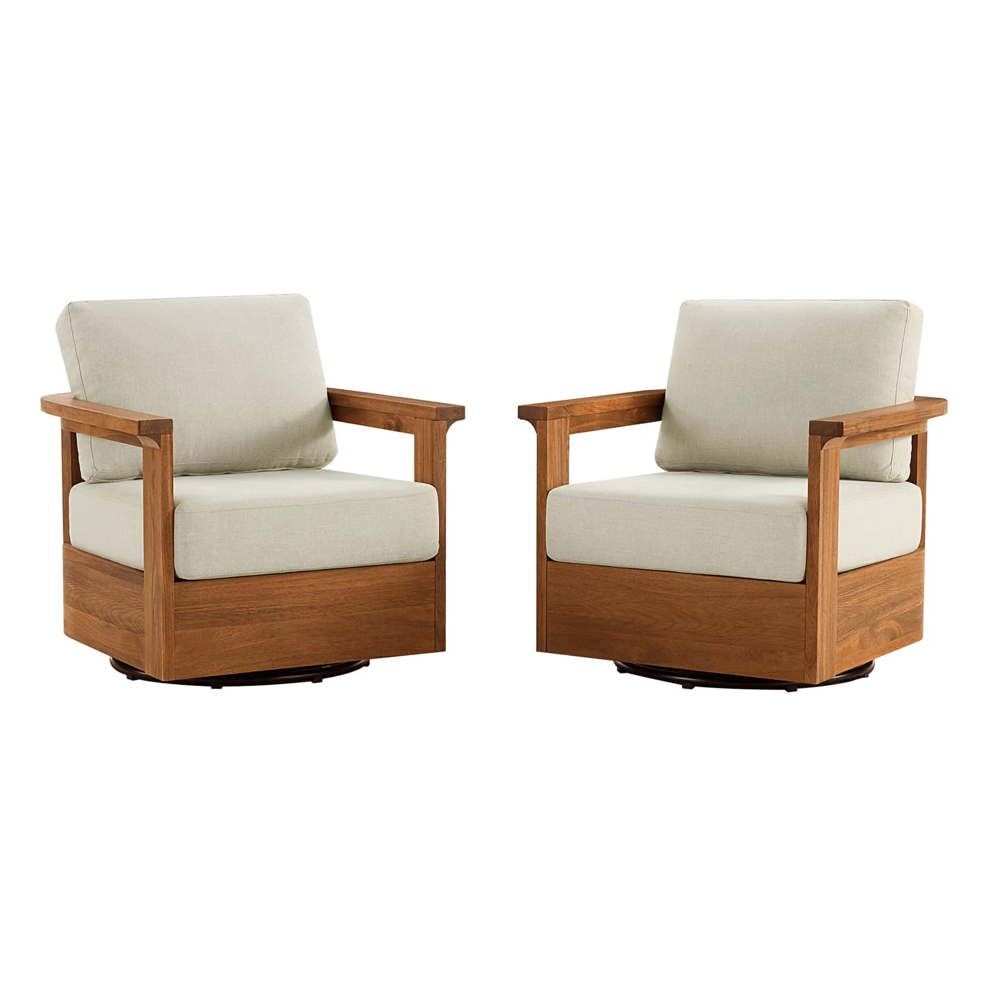 Raymond Modern Outdoor Acacia Wood Swivel Chair - Image 12
