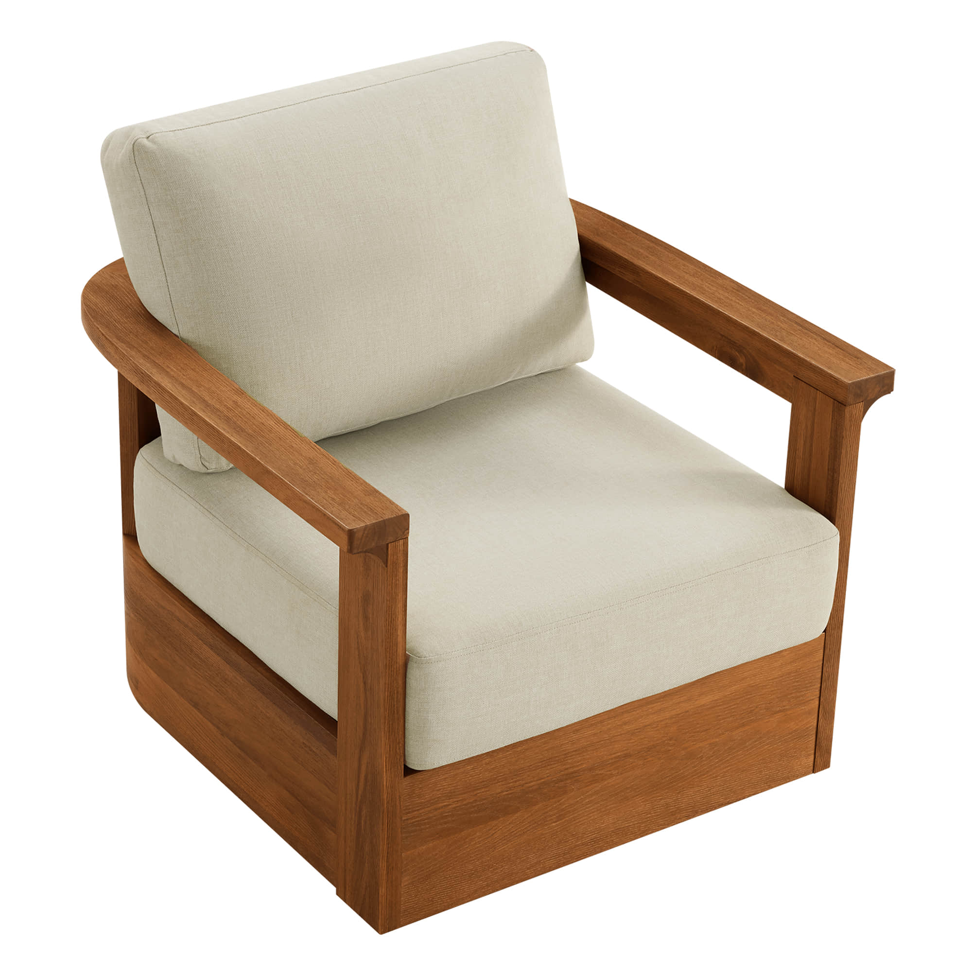Raymond Modern Outdoor Acacia Wood Swivel Chair - Image 9