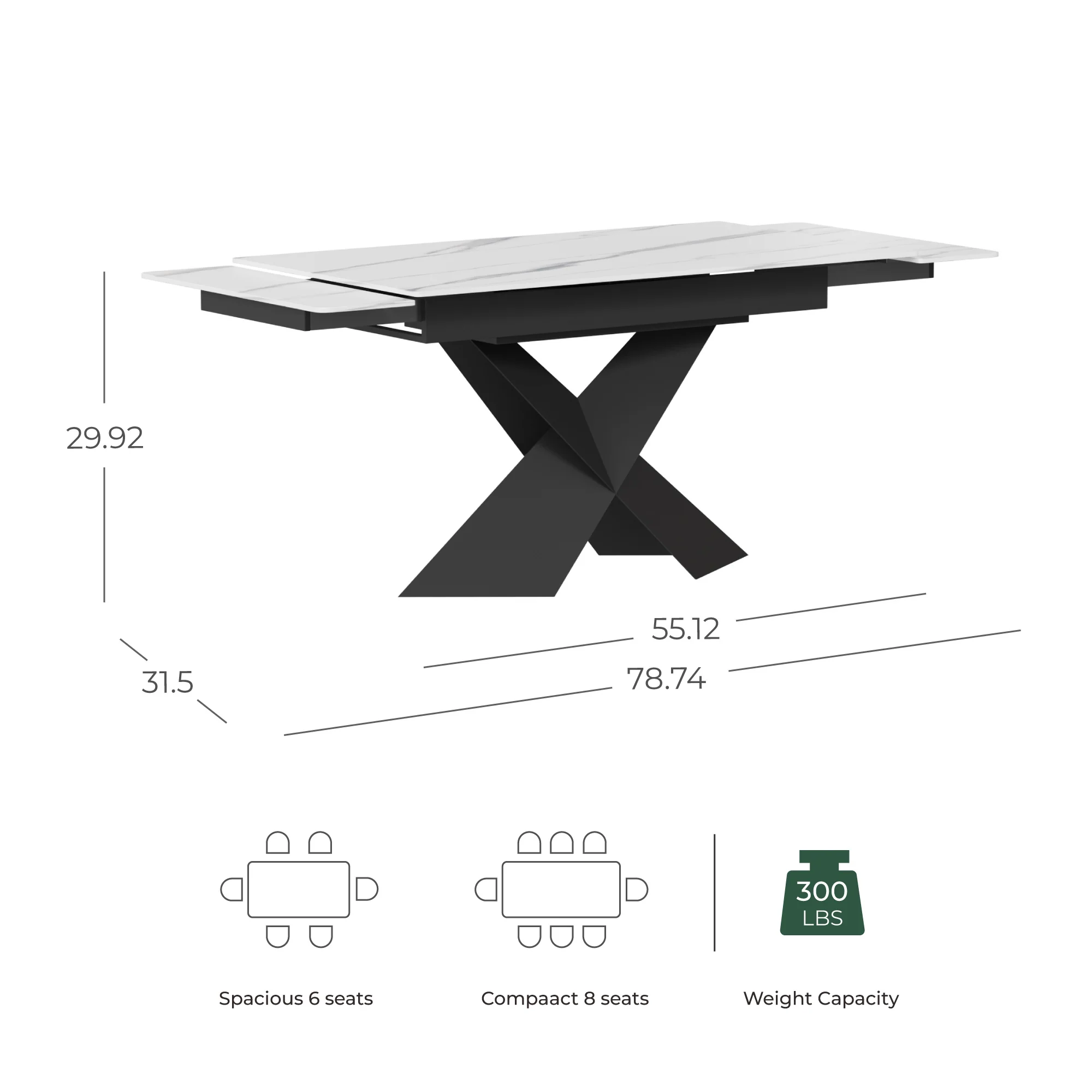 Sean Extendable Sintered Stone Dining Table,55"-74" - Image 16