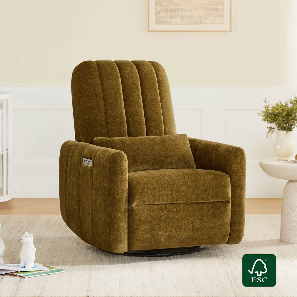 Shell Power Swivel Nursery Glider Recliner - Image 13