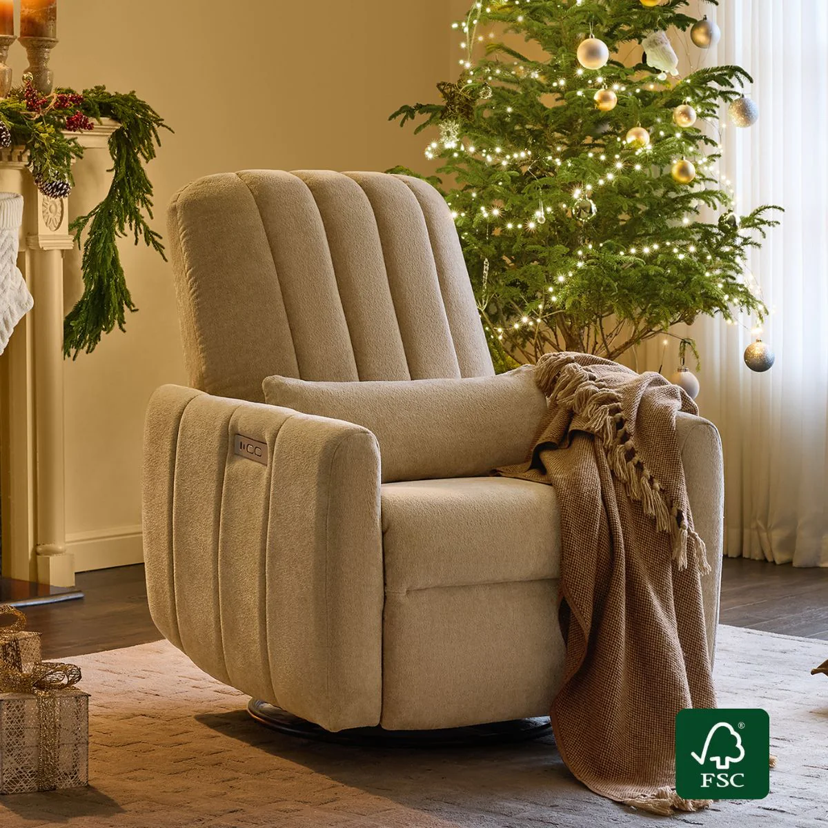 Shell Power Swivel Nursery Glider Recliner - Image 3