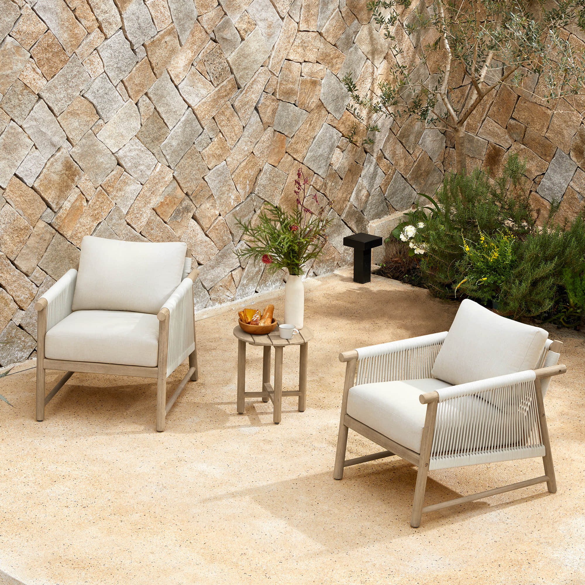 Sienna Modern Acacia Wood Rope Outdoor Bistro Set - Image 17
