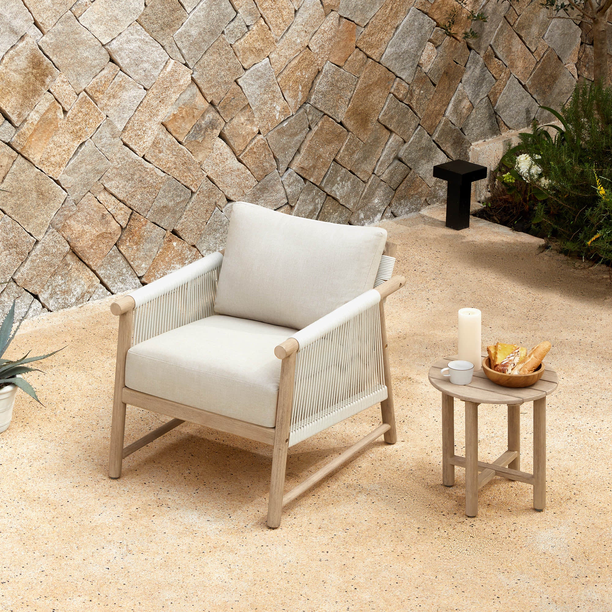 Sienna Modern Acacia Wood Rope Outdoor Bistro Set - Image 18