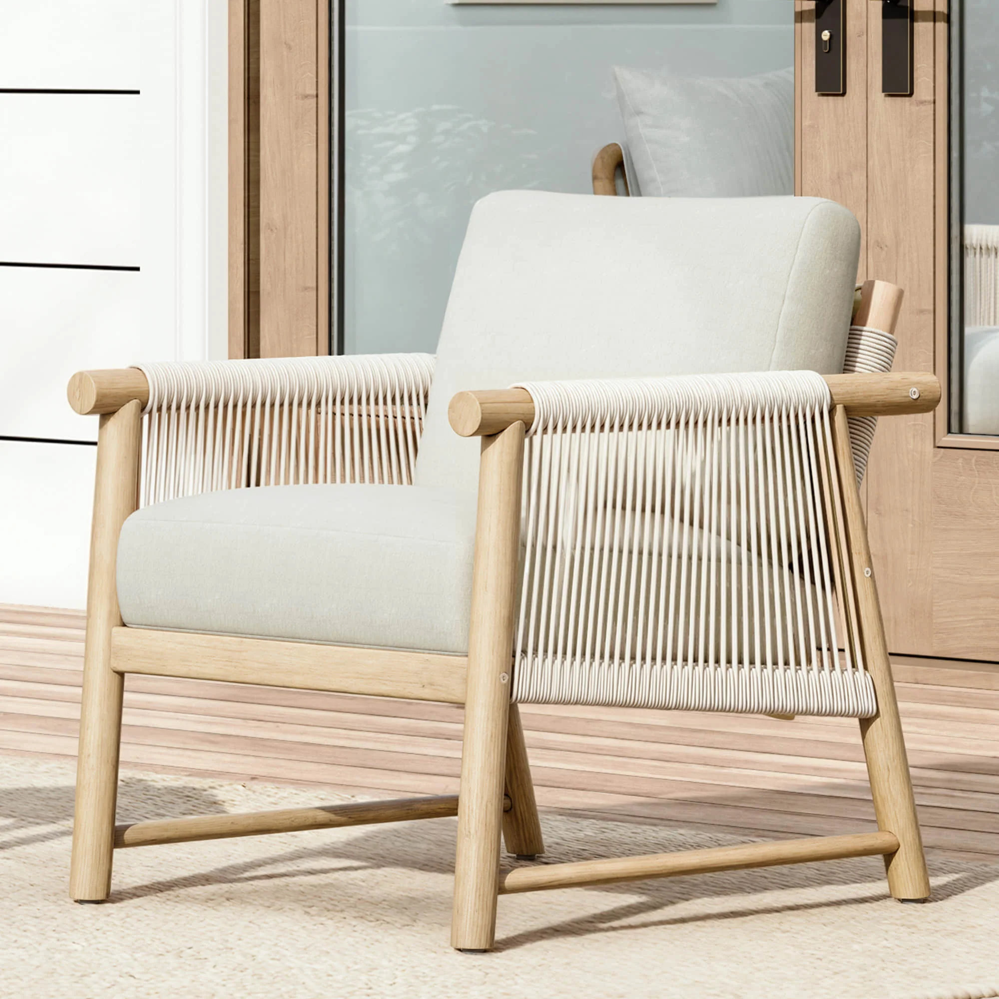 Sienna Modern Acacia Wood Rope Outdoor Bistro Set - Image 7