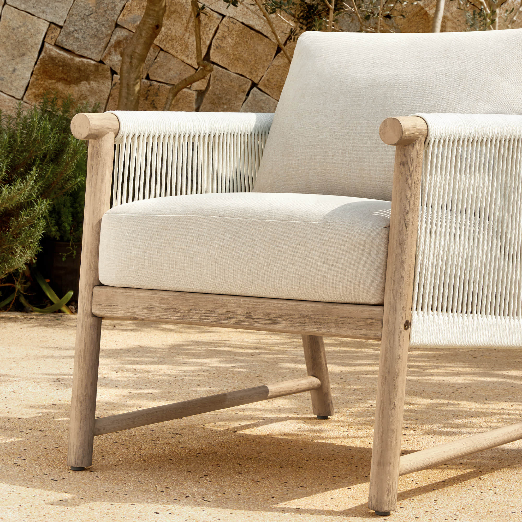 Sienna Modern Acacia Wood Rope Outdoor Lounge Chair - Image 11