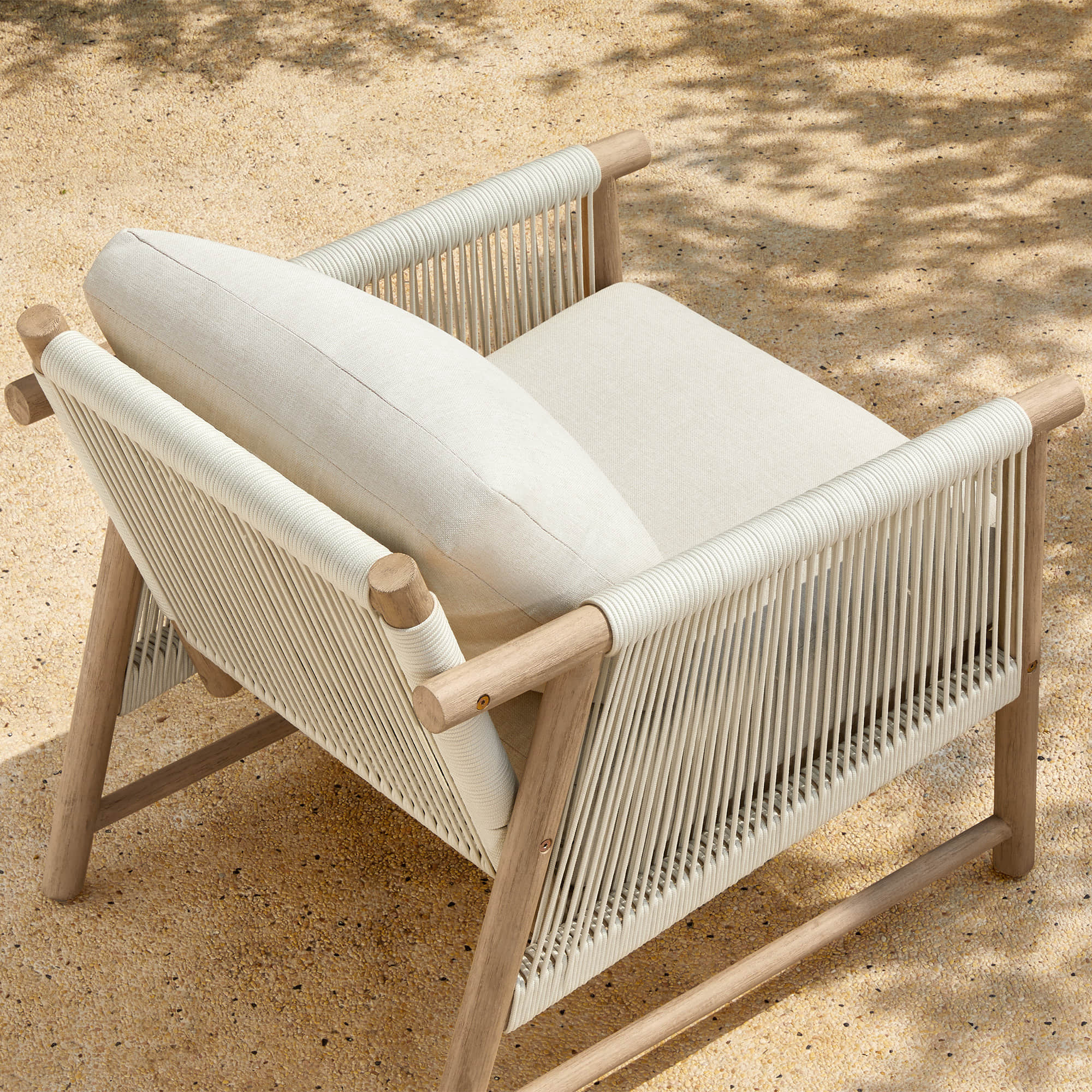 Sienna Modern Acacia Wood Rope Outdoor Lounge Chair - Image 3