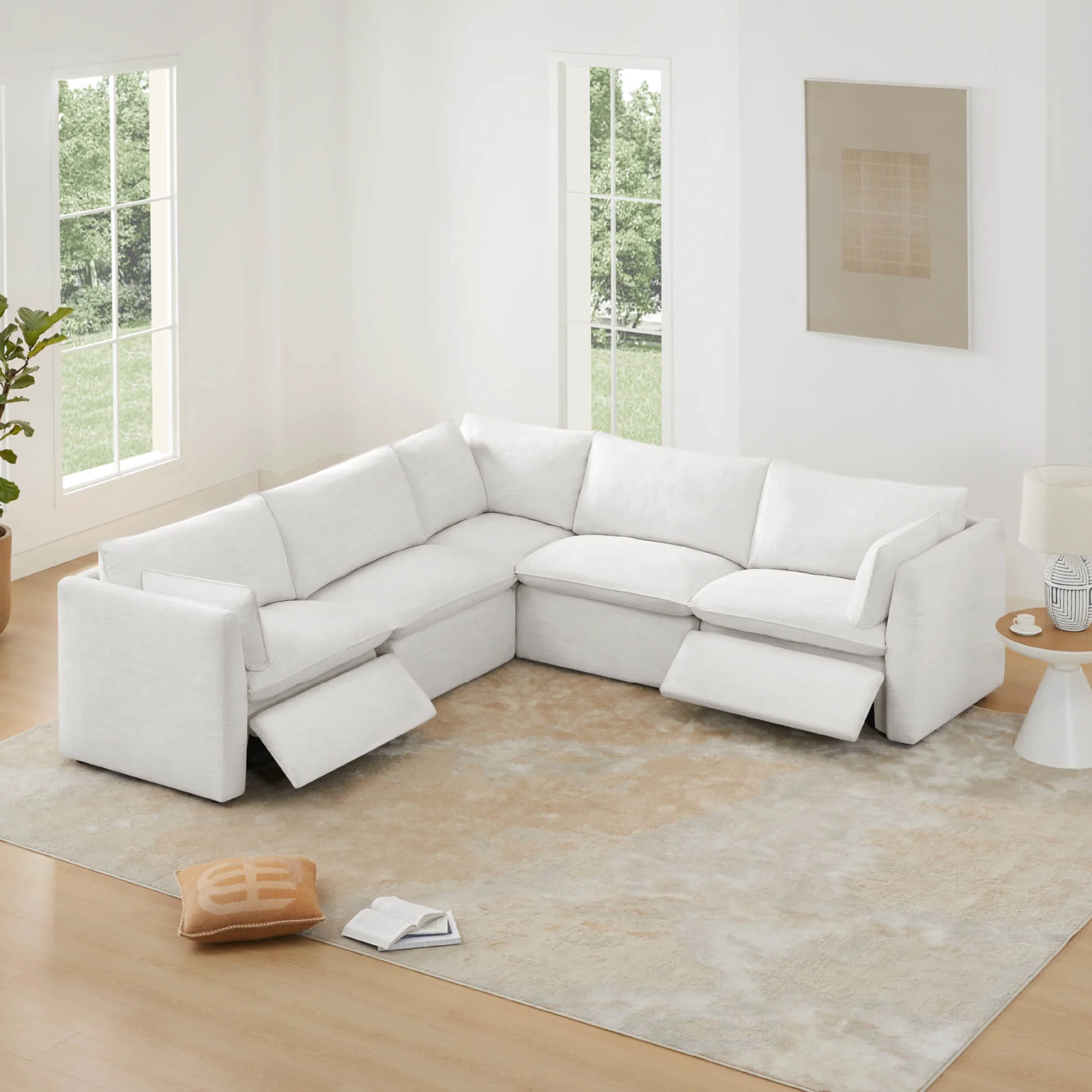 Sophia 5-Piece Feather Power Modular Sofa with Electric Footrests - Image 2