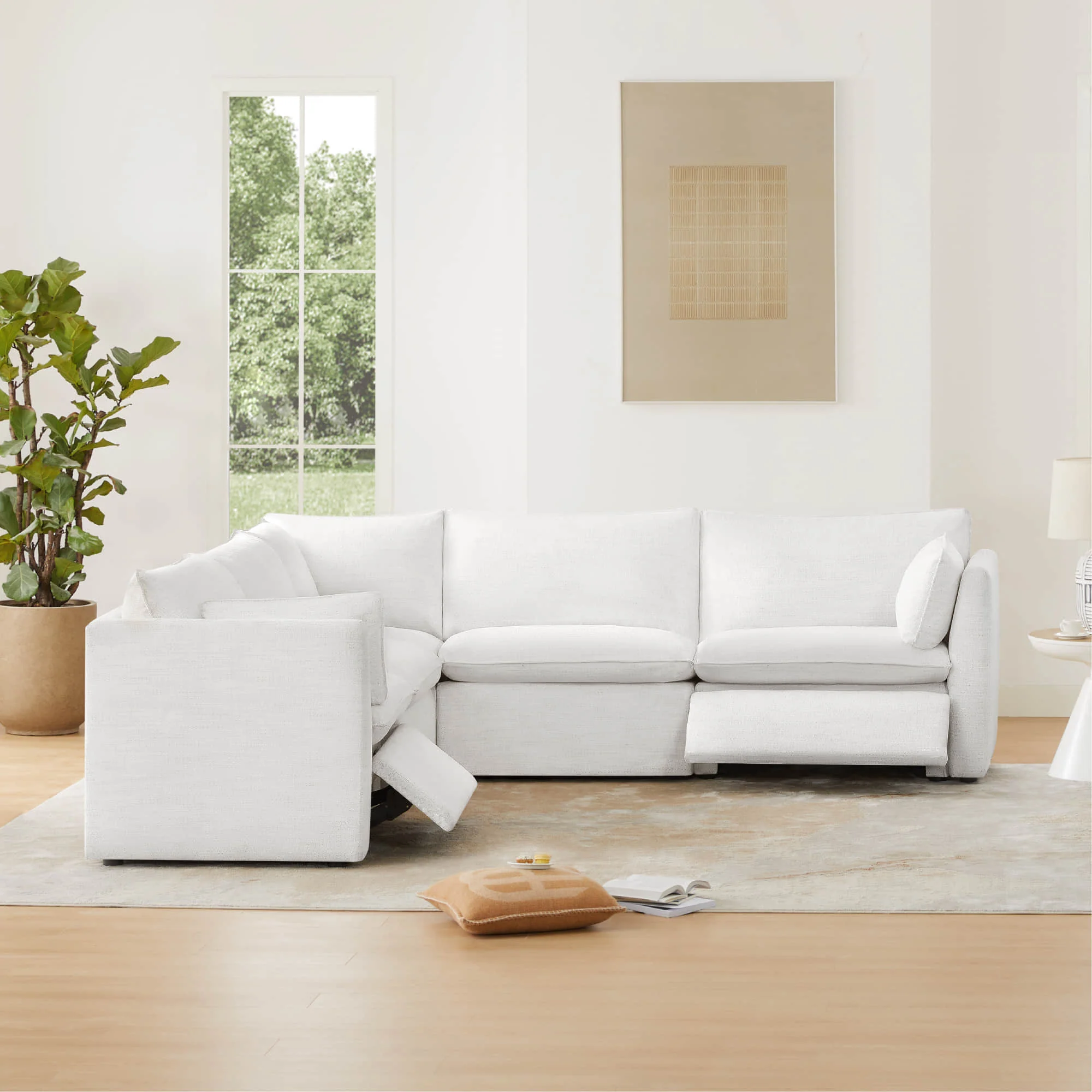 Sophia 5-Piece Feather Power Modular Sofa with Electric Footrests - Image 3