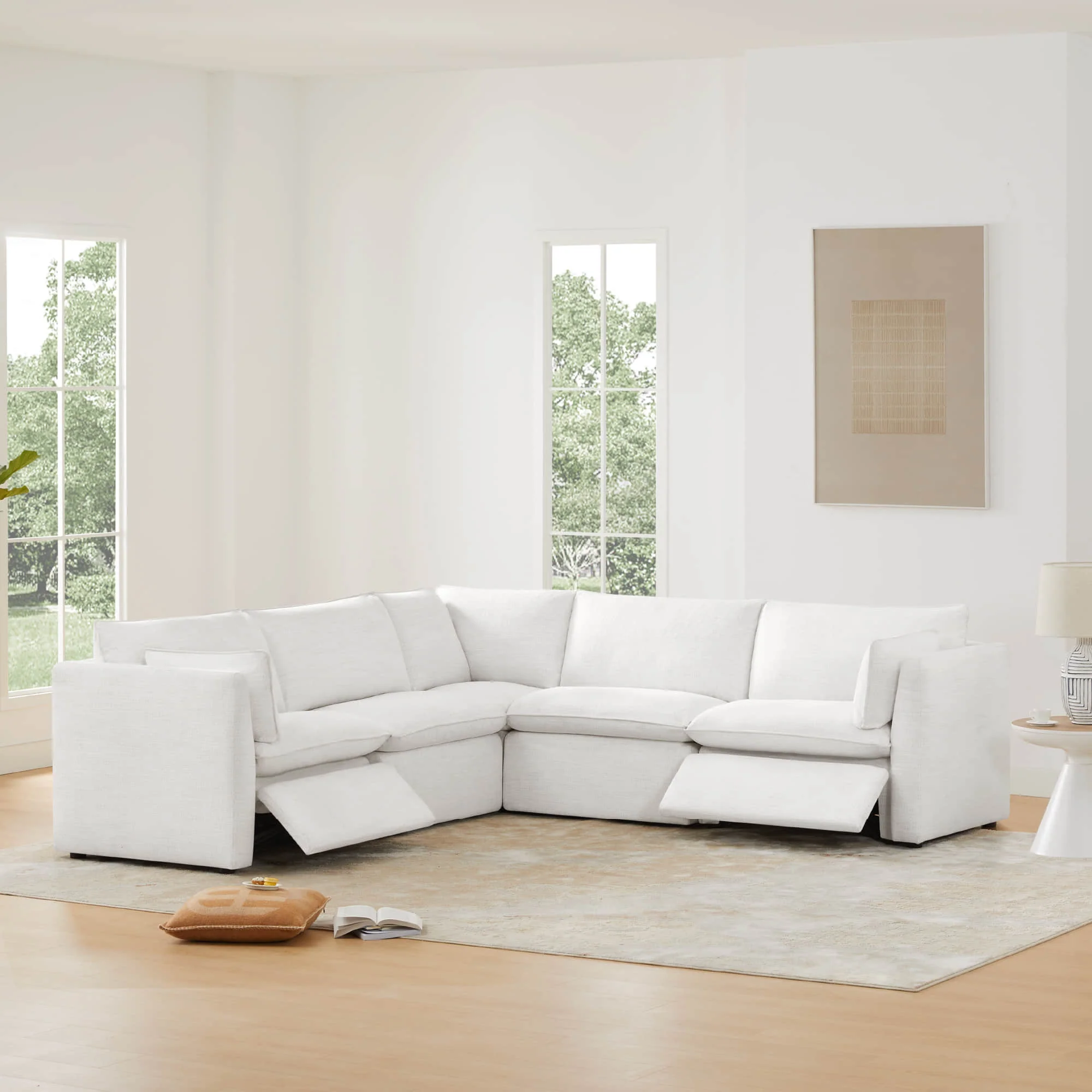 Sophia 5-Piece Feather Power Modular Sofa with Electric Footrests - Image 4