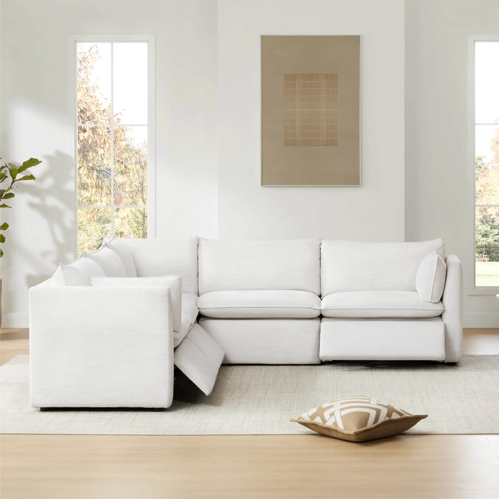 Sophia 5-Piece Feather Power Modular Sofa with Electric Footrests - Image 5