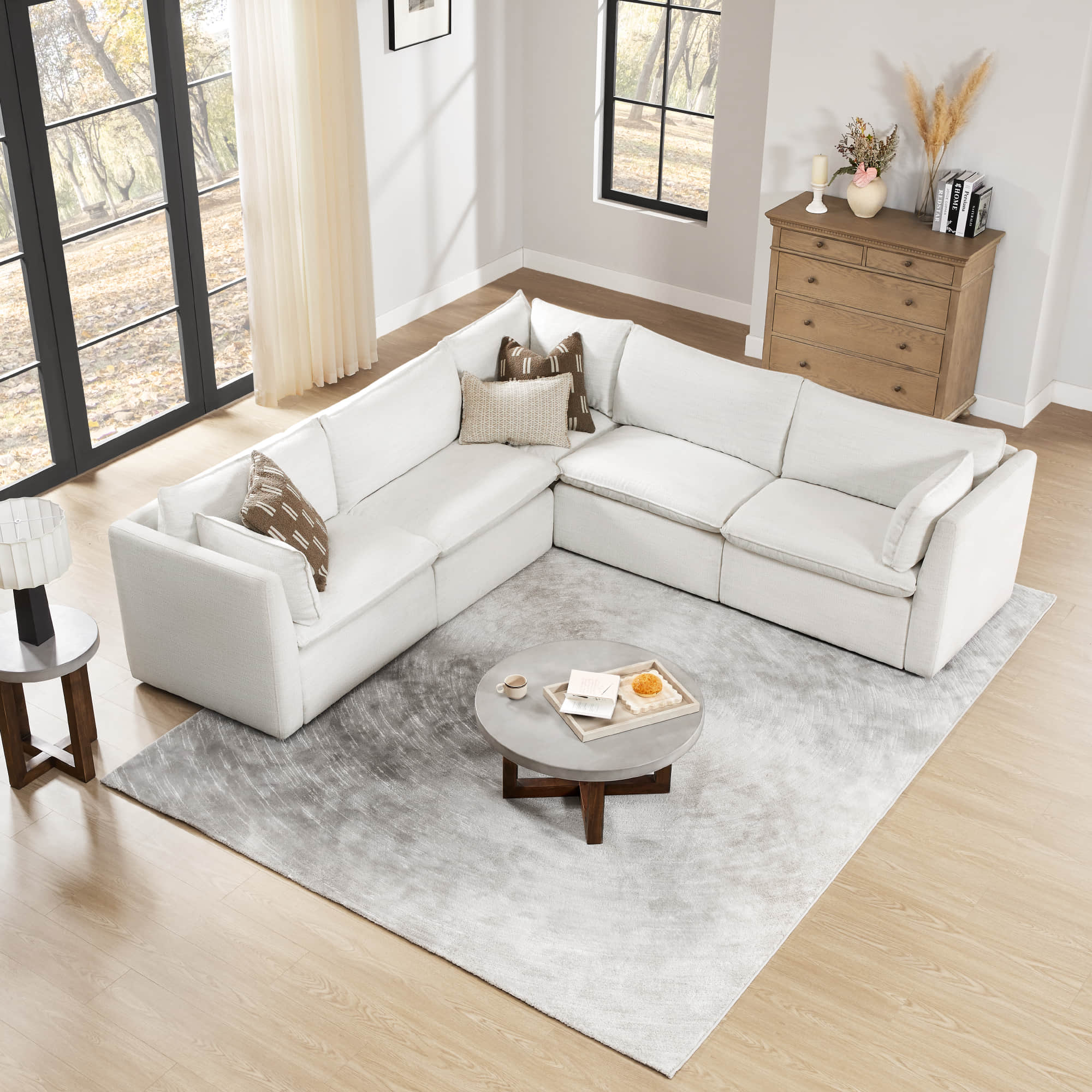 Sophia 5-Piece Feather Power Modular Sofa with Electric Footrests - Image 6