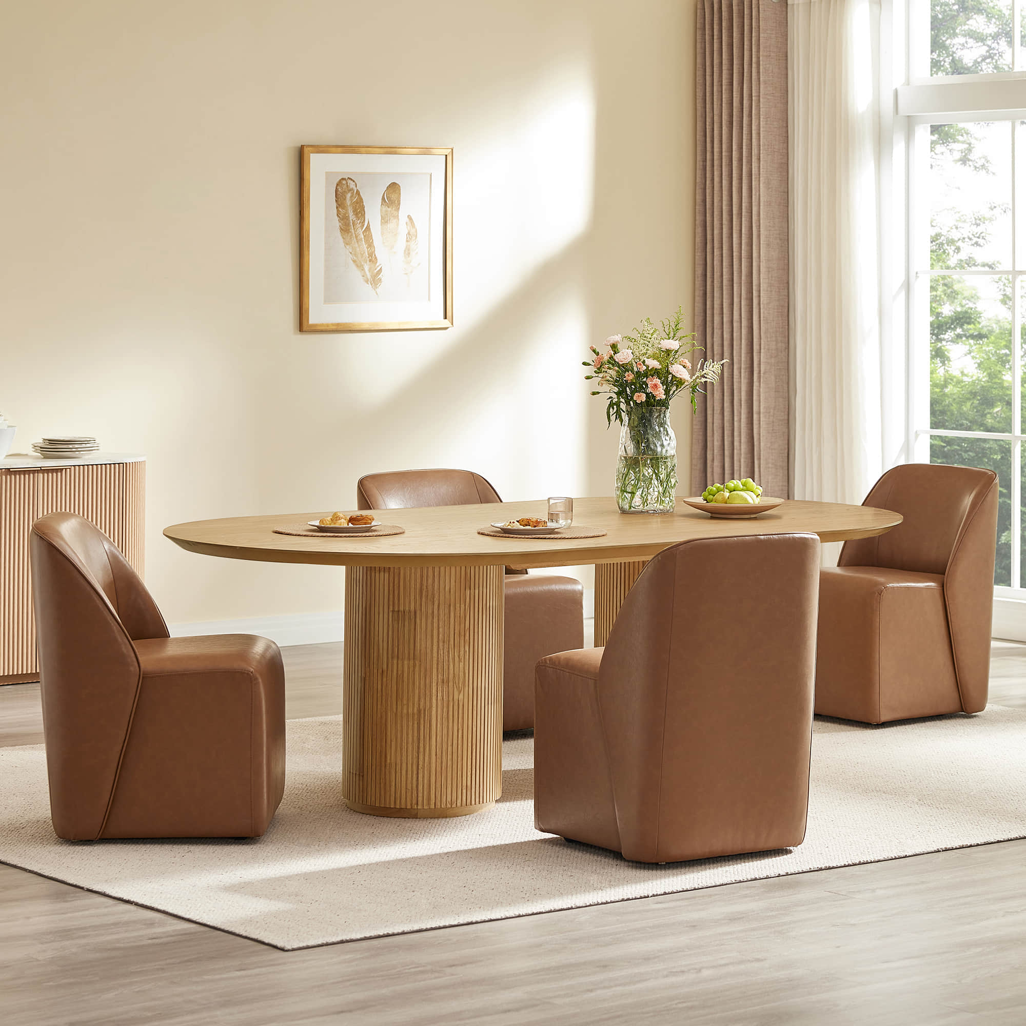 Soren Leather Rolling Dining Chair with Caster Base (Set of 2) - Image 32