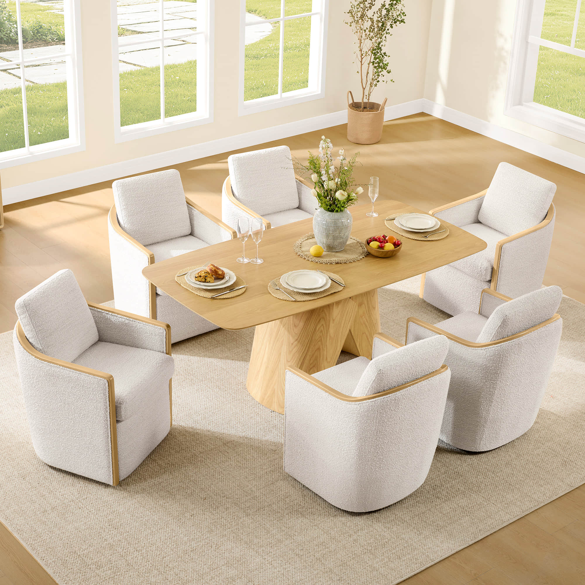 Talia Performance Boucle Rolling Dining Chair (Set of 2) - Image 3
