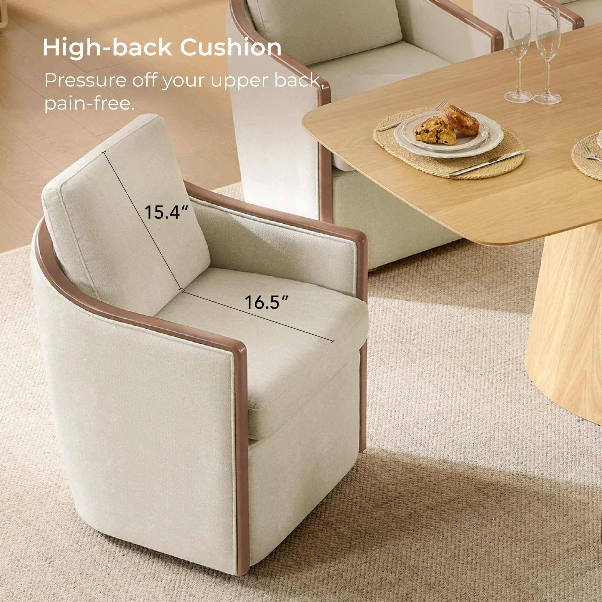 Talia Performance Boucle Rolling Dining Chair (Set of 2) - Image 49