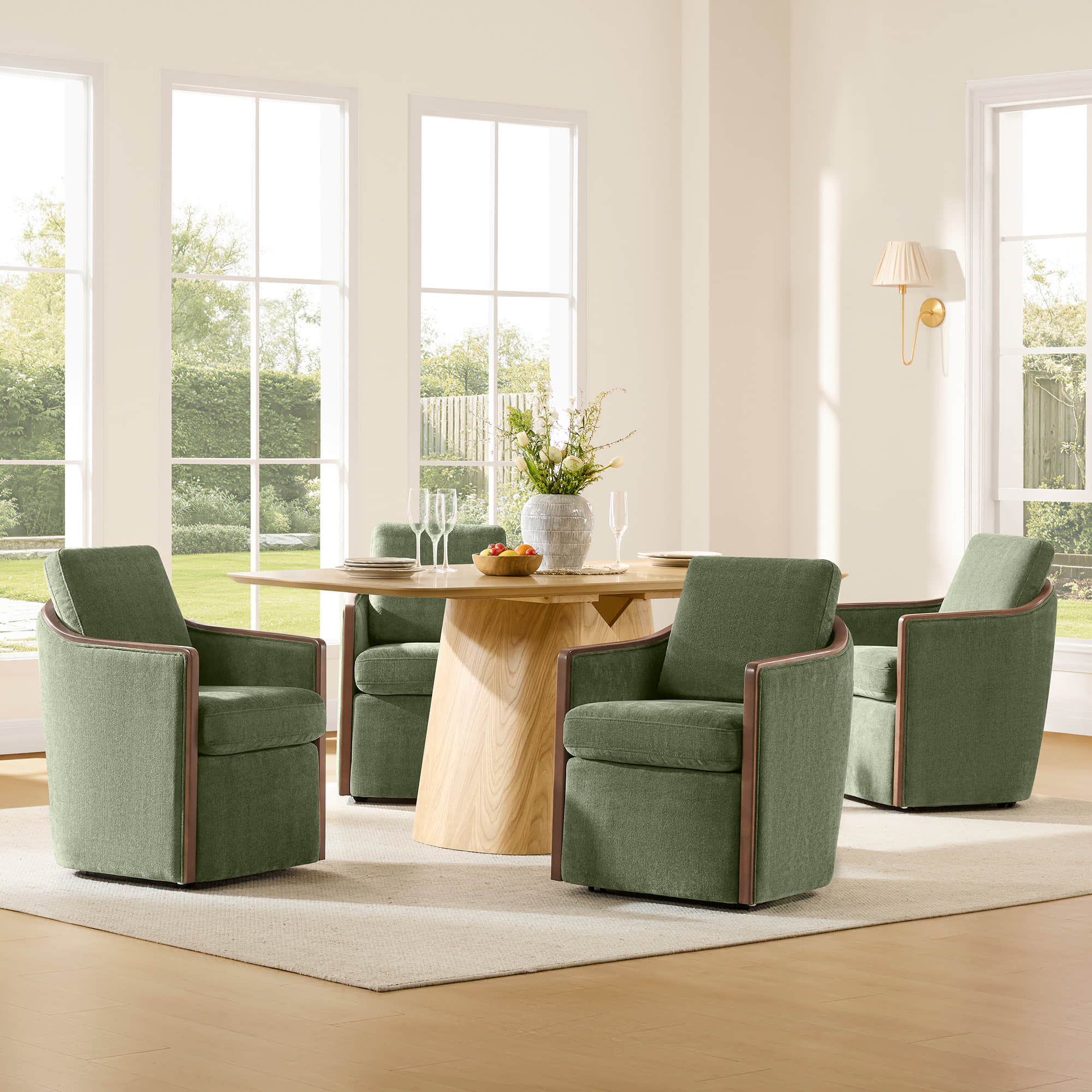 Talia Performance Boucle Rolling Dining Chair (Set of 2) - Image 7